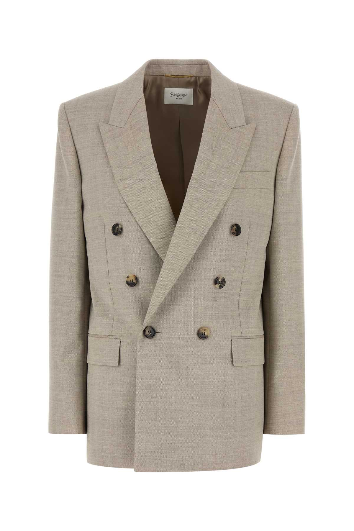 SAINT LAURENT Cappuccino Wool Blazer for Women