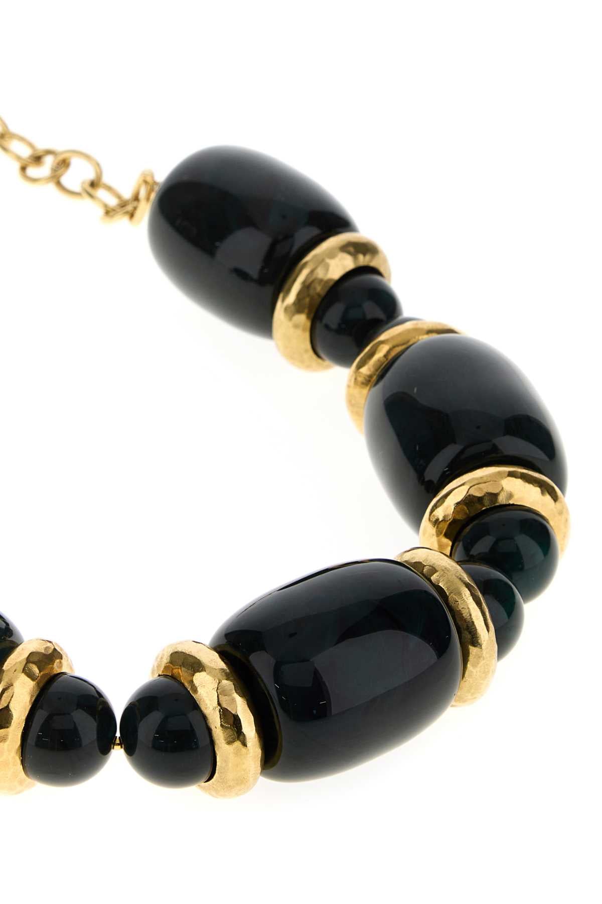 SAINT LAURENT Mini Two-Tone Resin and Metal Necklace