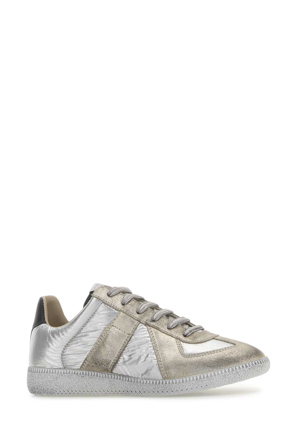 MAISON MARGIELA Iridescent Two-Tone Fabric and Leather Sneakers