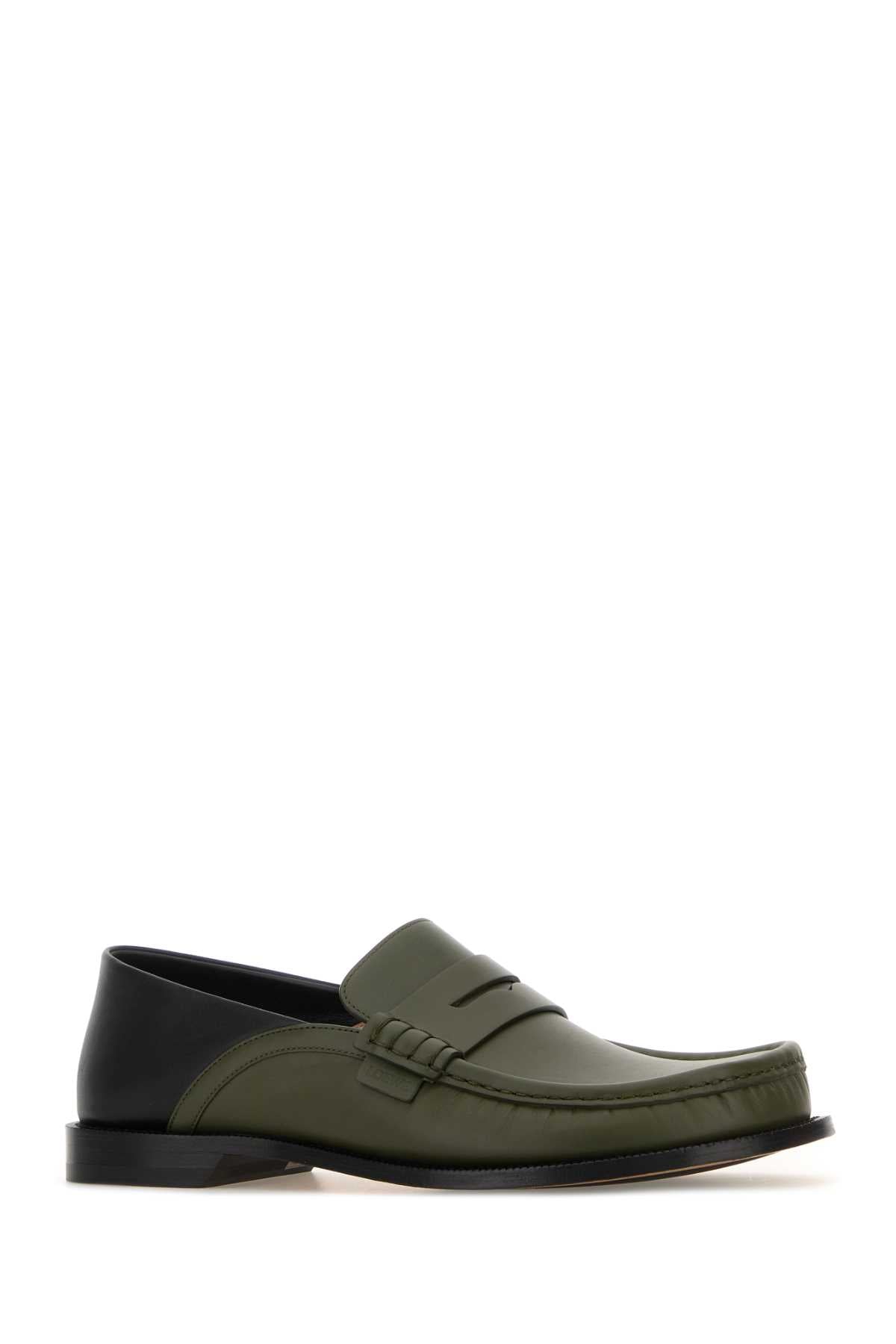 LOEWE Two-tone Leather Campo Flap Loafers