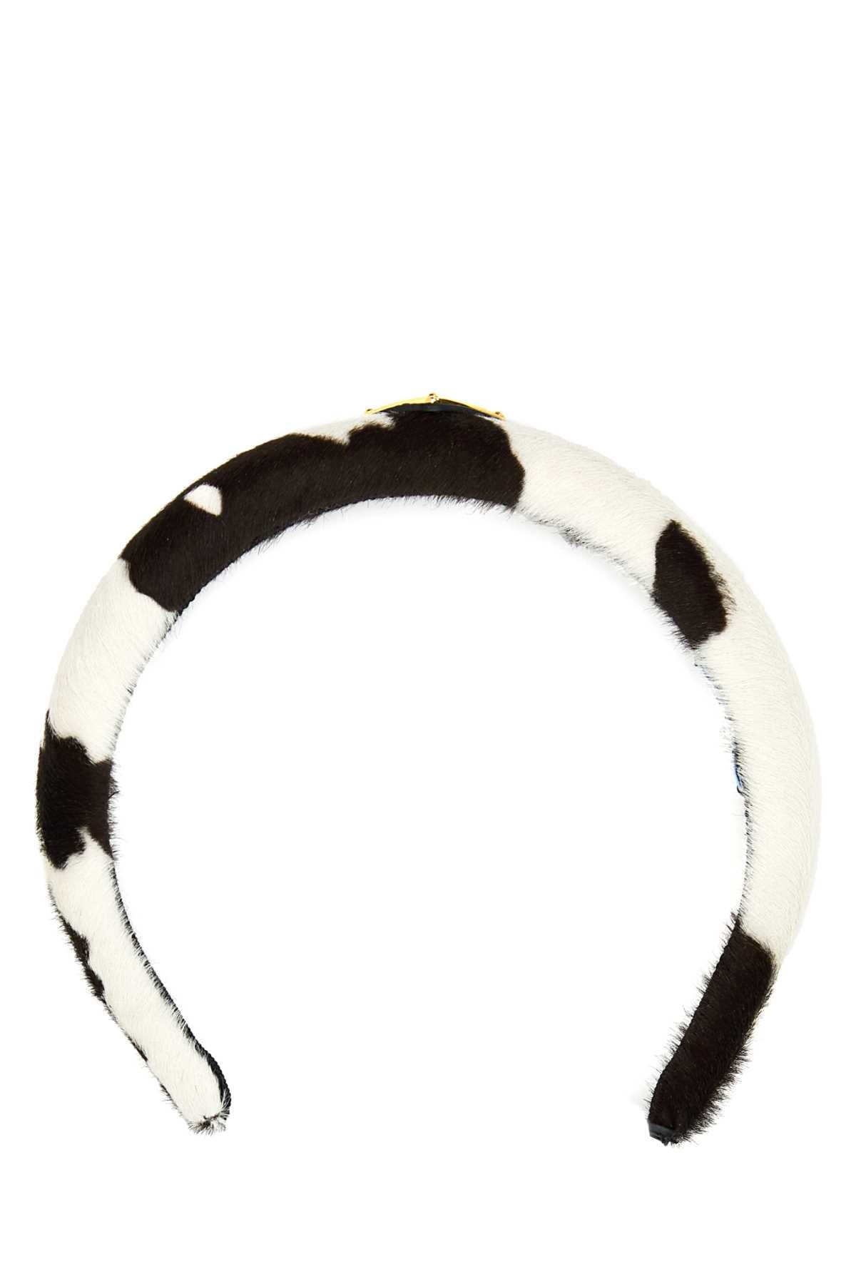 PRADA Mini Printed 100% Leather Hair Headband