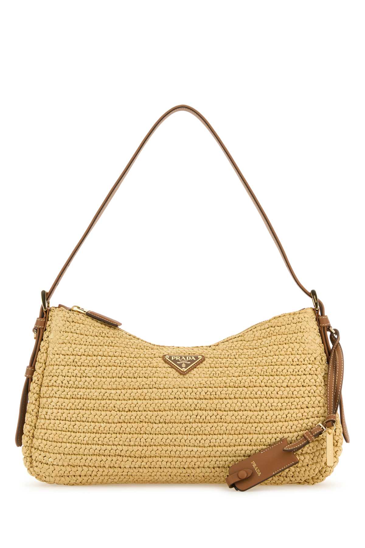 PRADA Large Raffia Shoulder Handbag