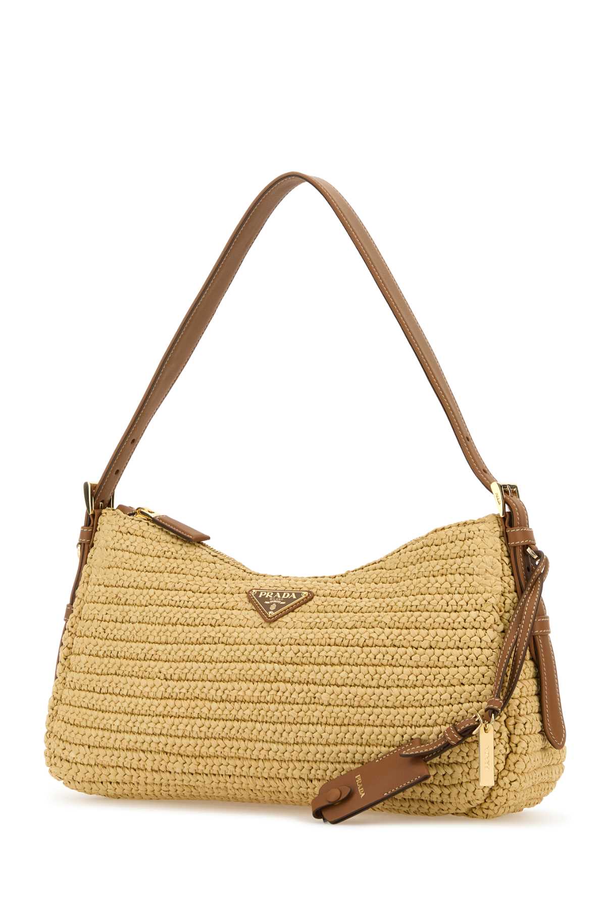 PRADA Large Raffia Shoulder Handbag