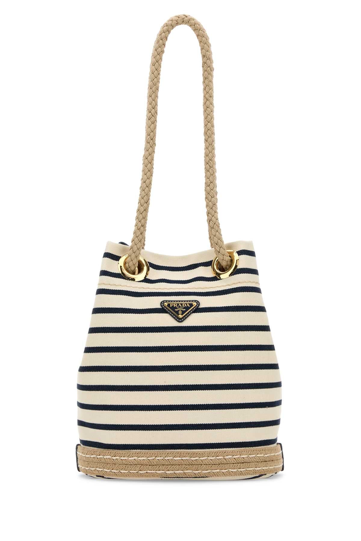 PRADA Embroidered Canvas Bucket Handbag (23x27x11 cm)