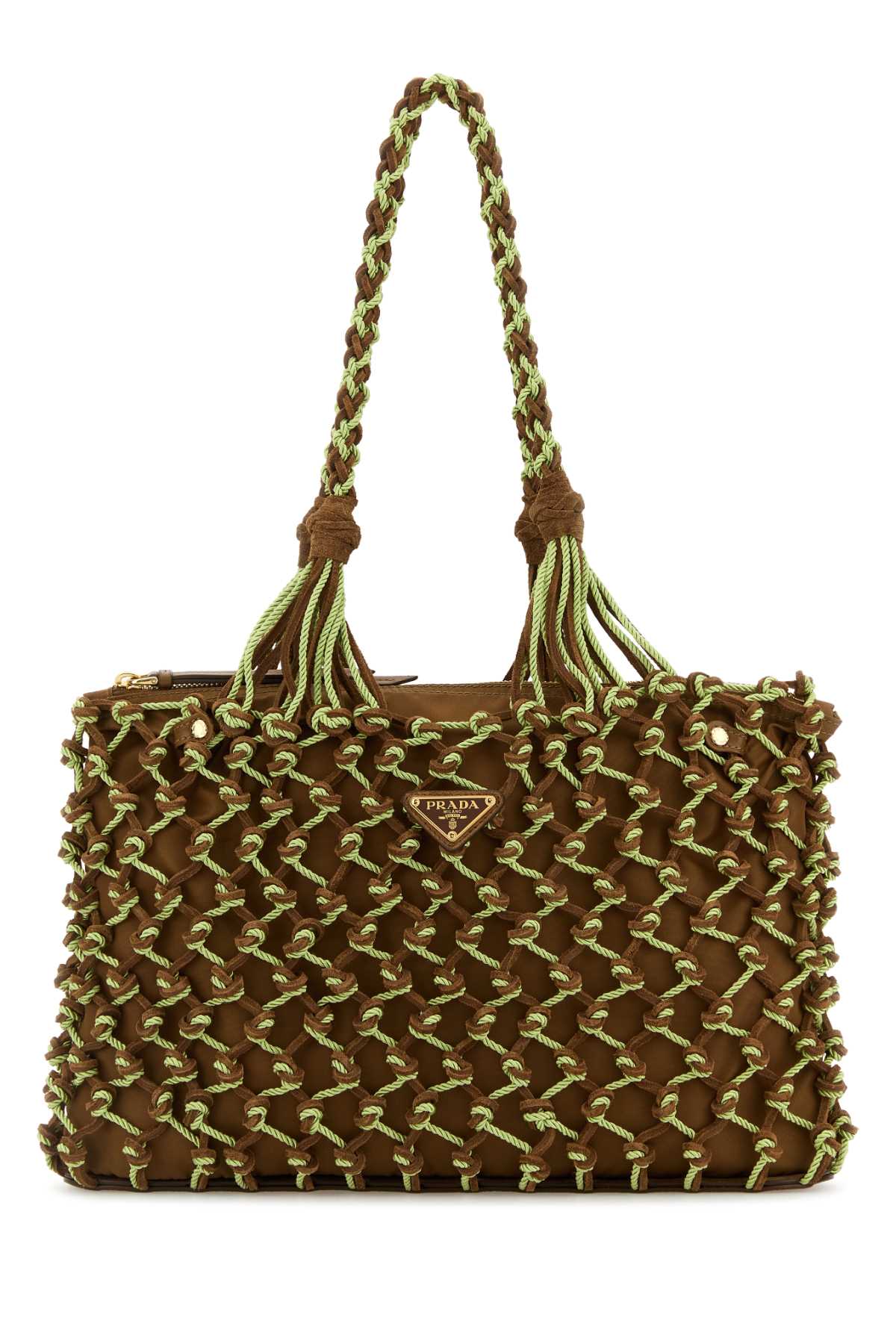 PRADA Two-tone Mesh Shopping Handbag - 33 cm x 21 cm x 10 cm