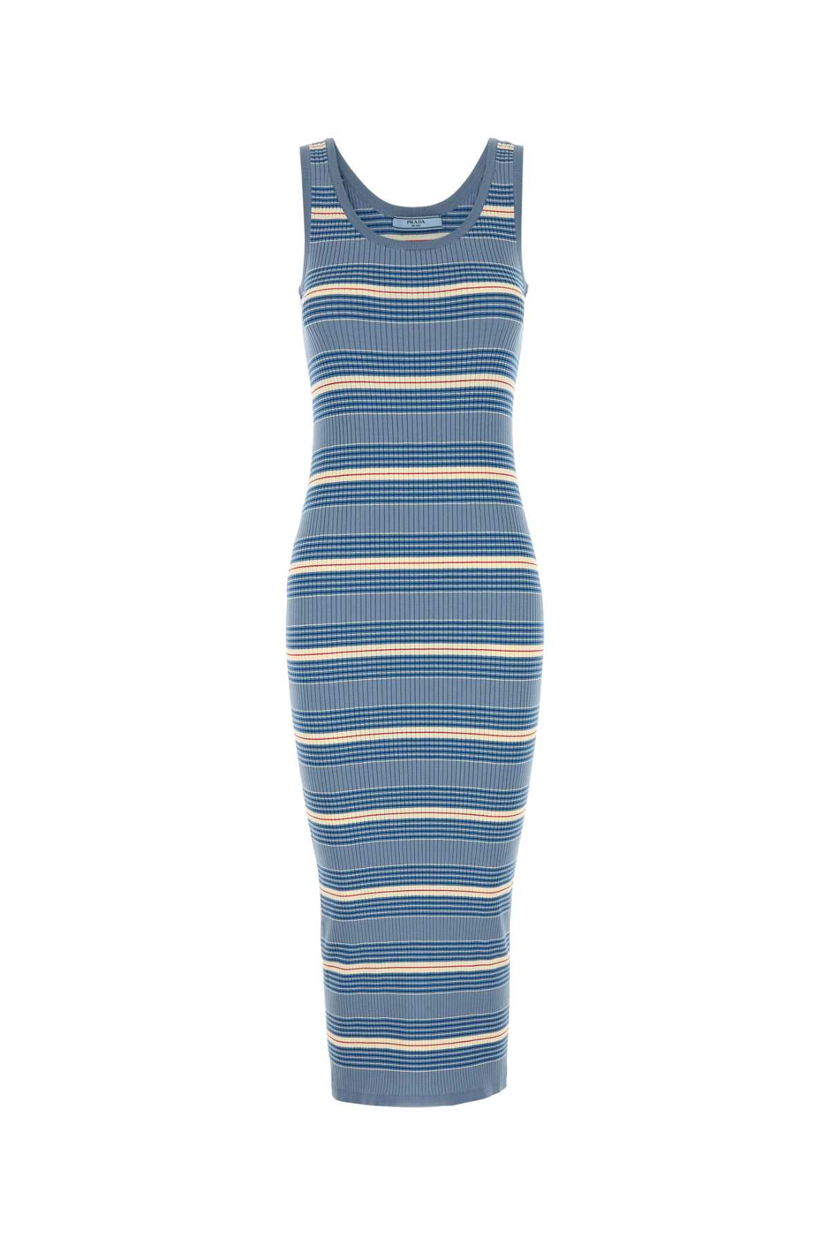 PRADA Embroidered Stretch Cotton Blend Mini Dress