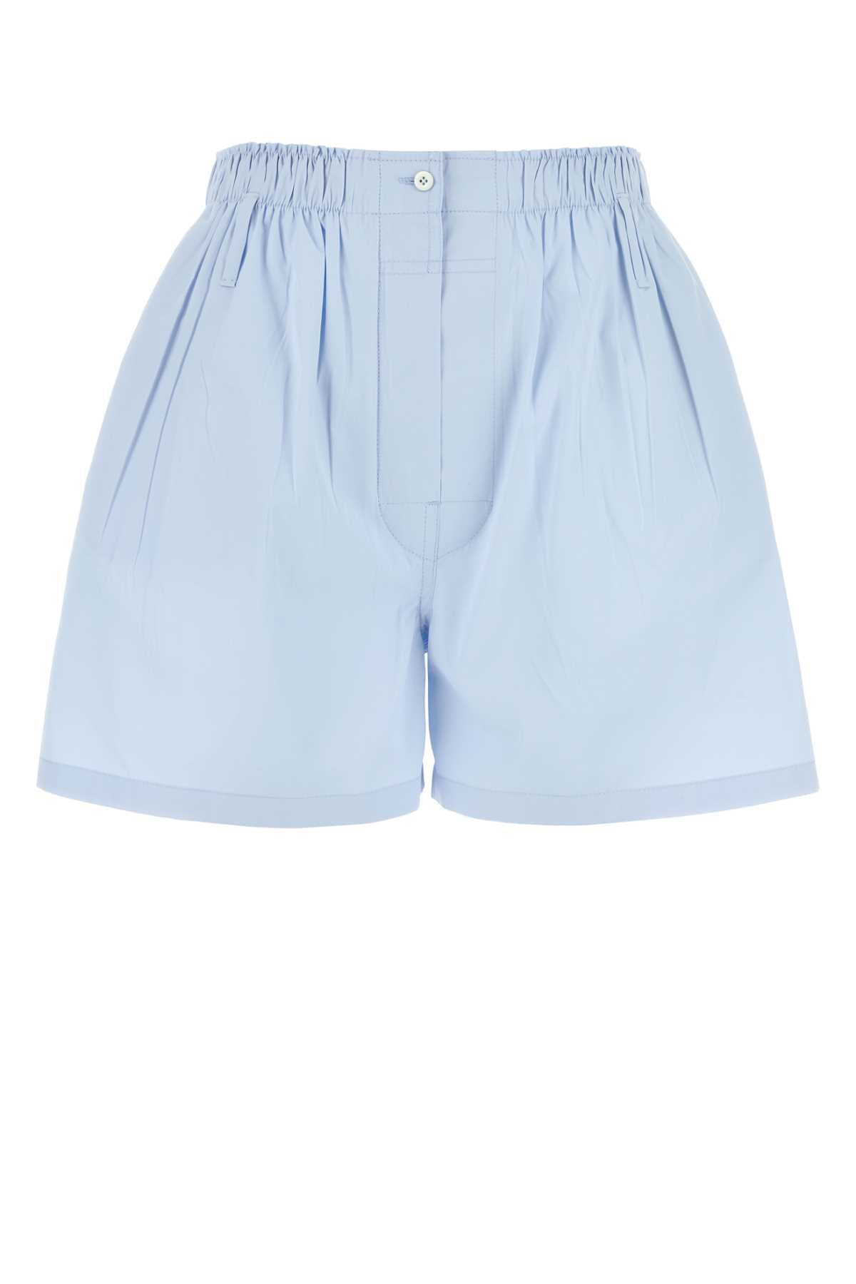 PRADA Light Blue Poplin Mini Shorts for Women