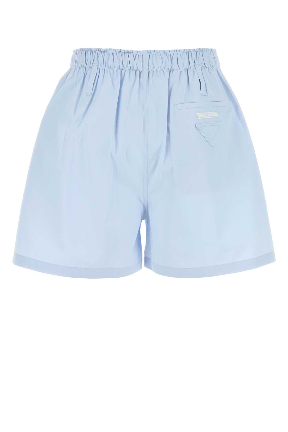 PRADA Light Blue Poplin Mini Shorts for Women
