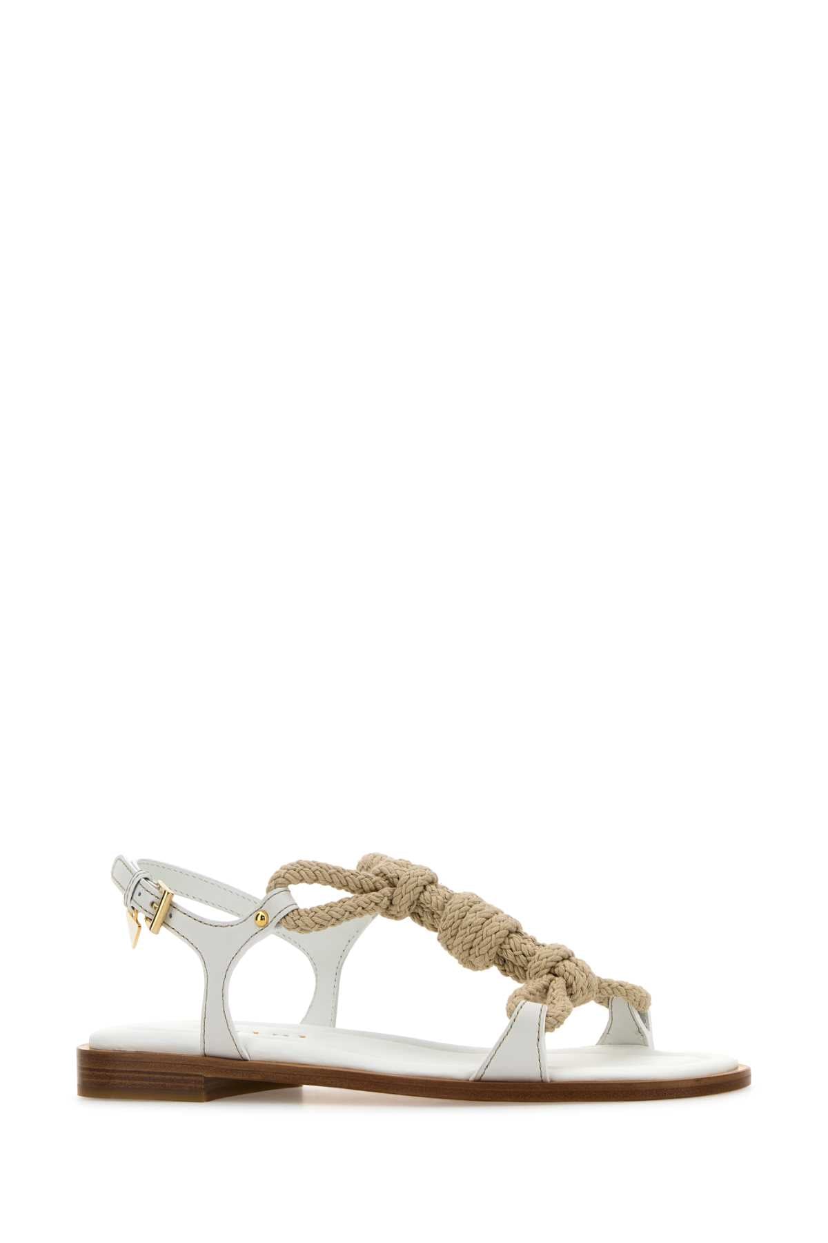 PRADA Two-tone Fabric and Leather Sandals