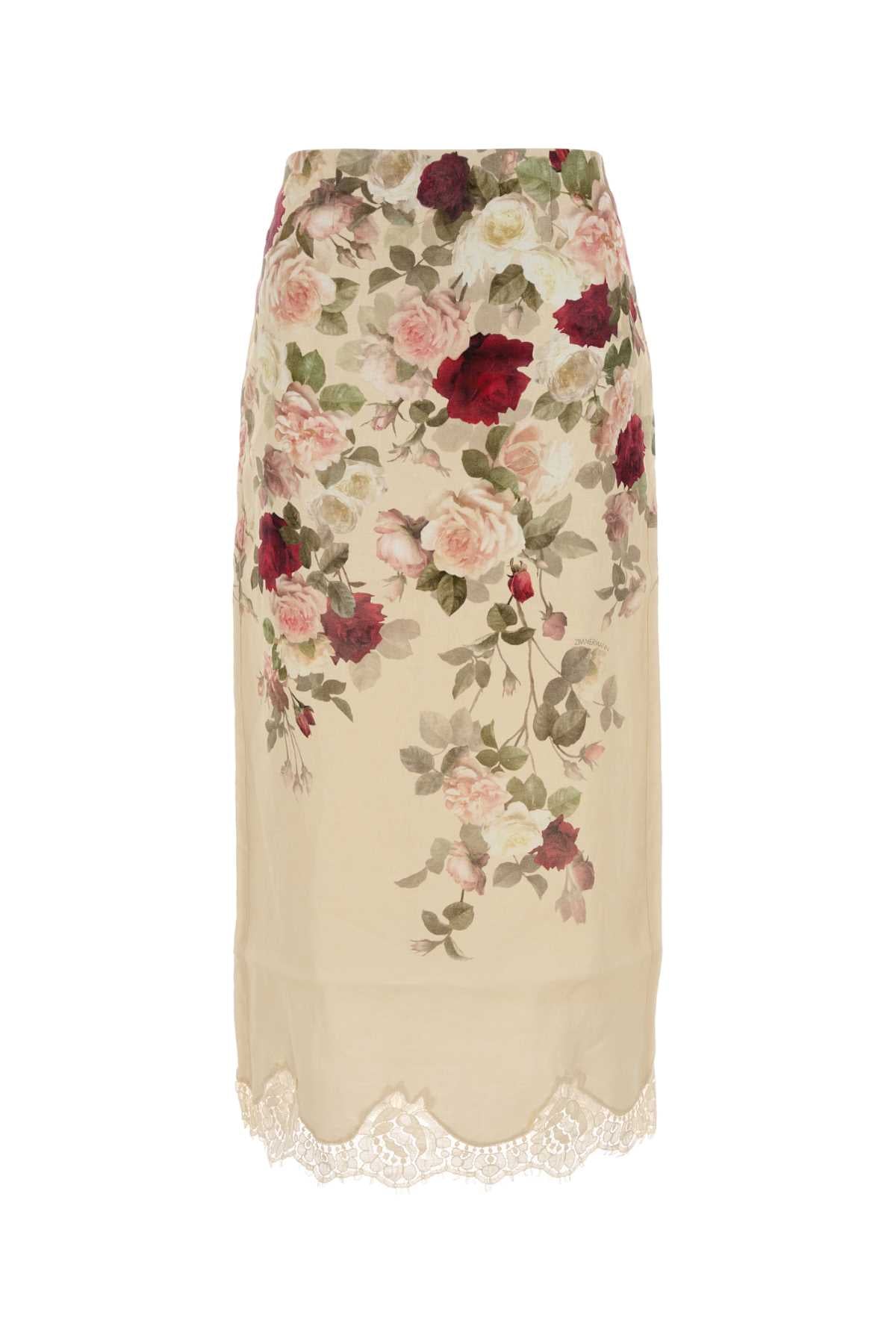 ZIMMERMANN Printed Linen Hypnotic Mini Skirt