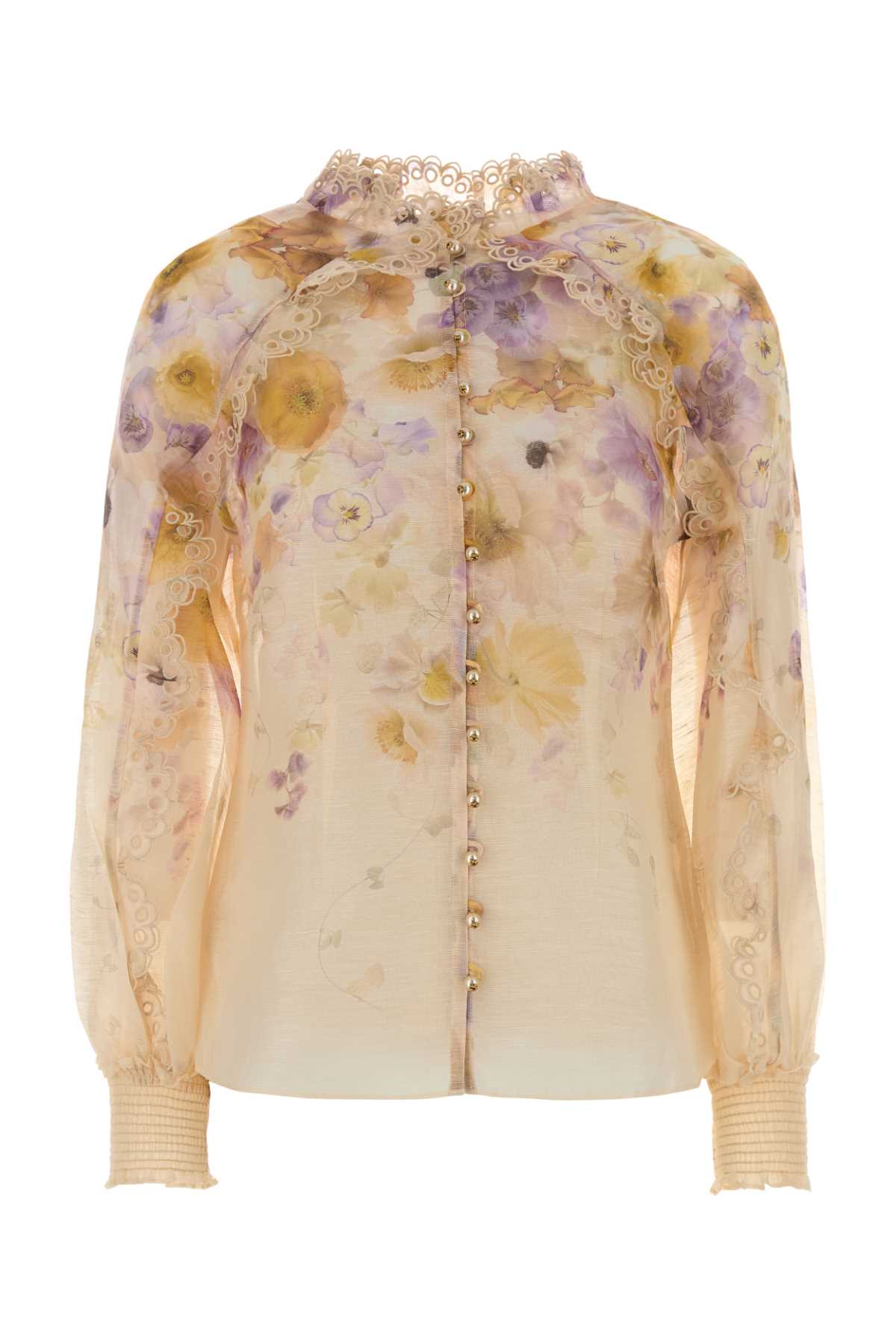 ZIMMERMANN Printed Linen Blend Memento Shirt - Size XS