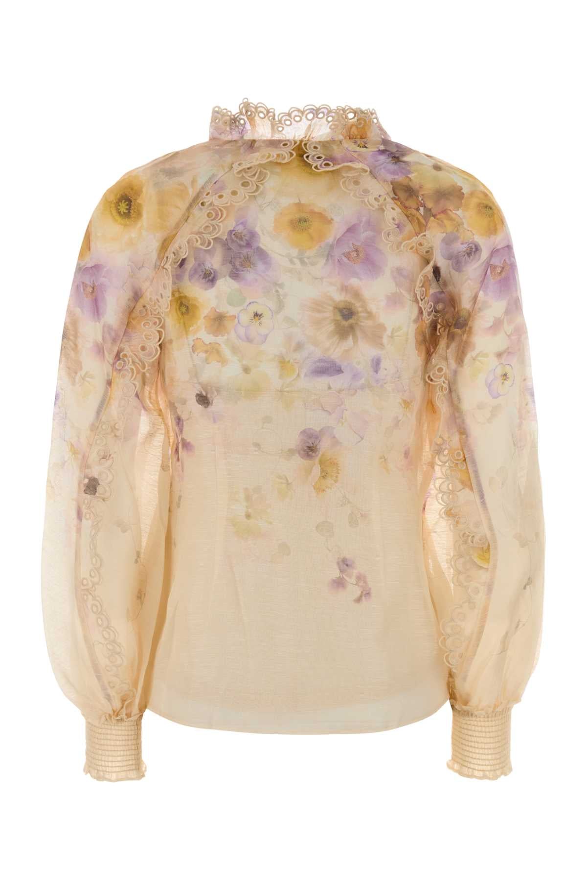 ZIMMERMANN Printed Linen Blend Memento Shirt - Size XS