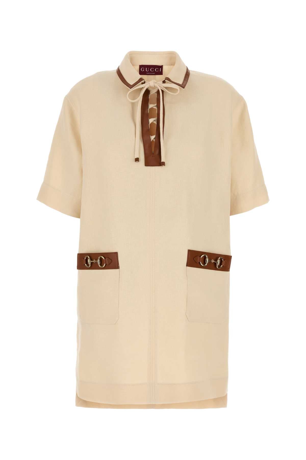 GUCCI Stylish Sand Linen Mini Dress for Women