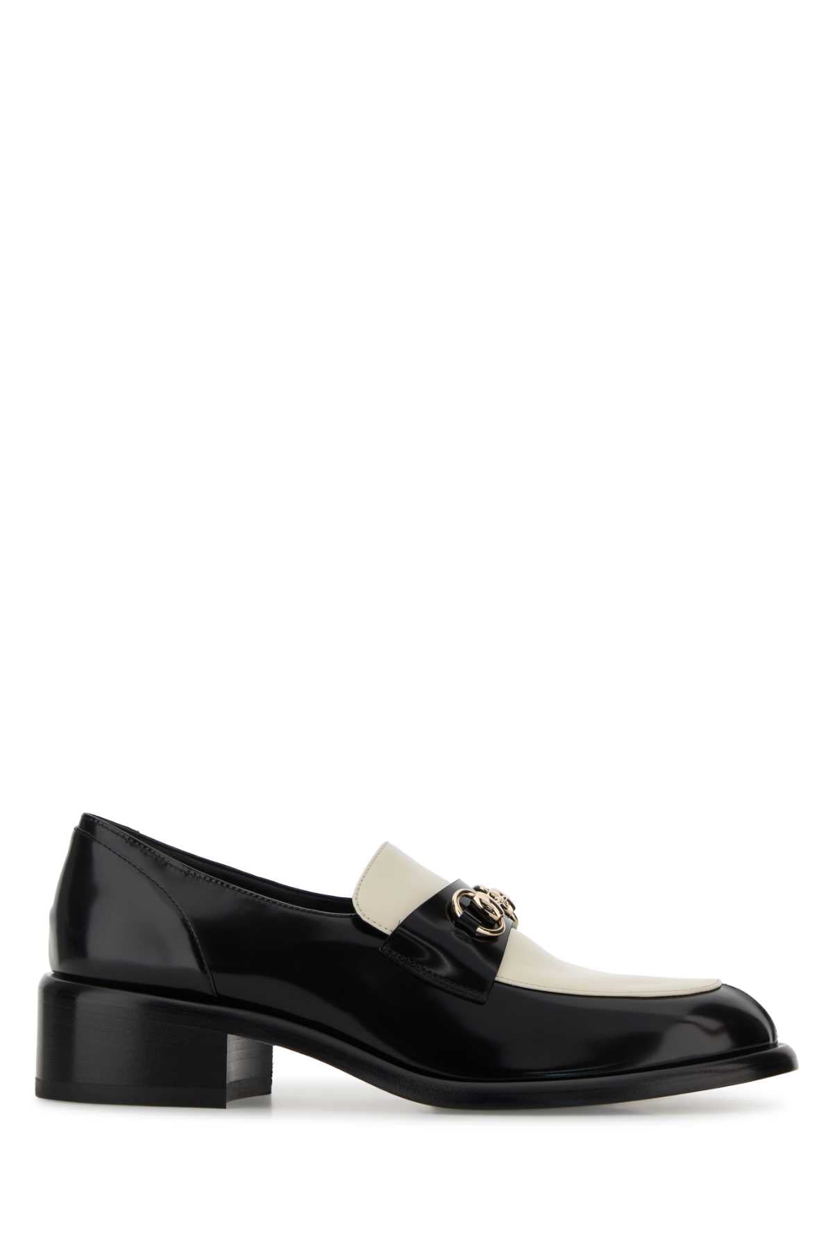 GUCCI Two-tone Leather Loafers with 3 cm Heel Height