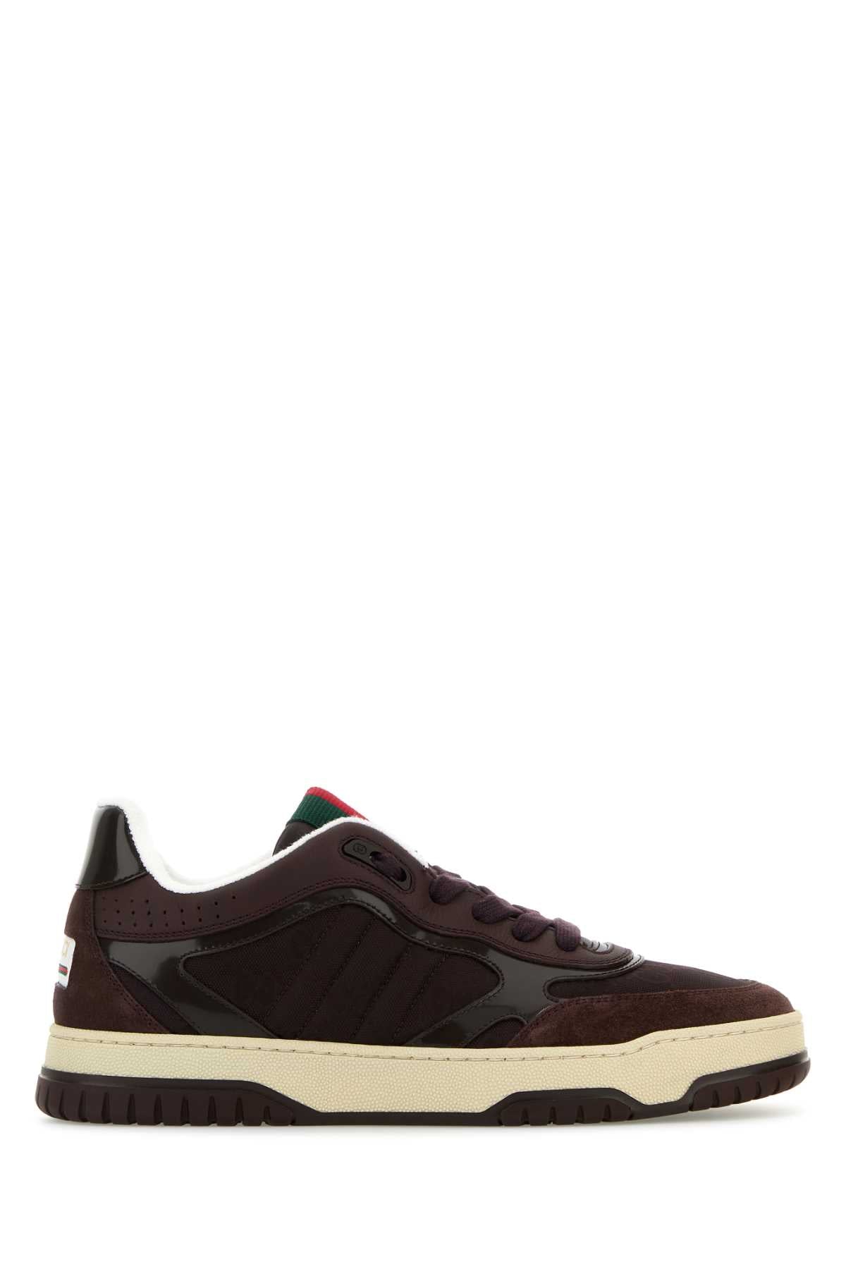 GUCCI Leather and Fabric Re-Web Sneaker for Women