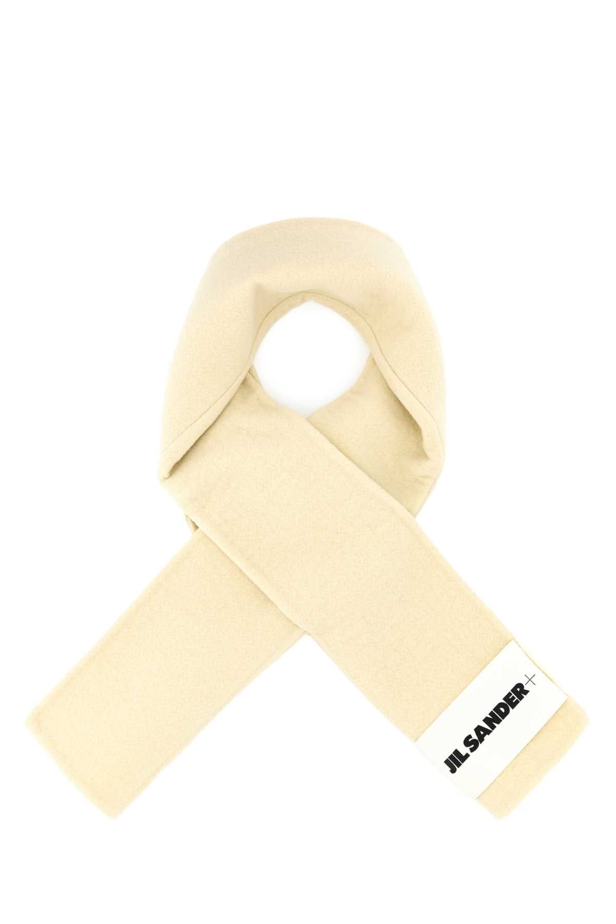 JIL SANDER Cream Wool Scarf - 120 cm x 25 cm