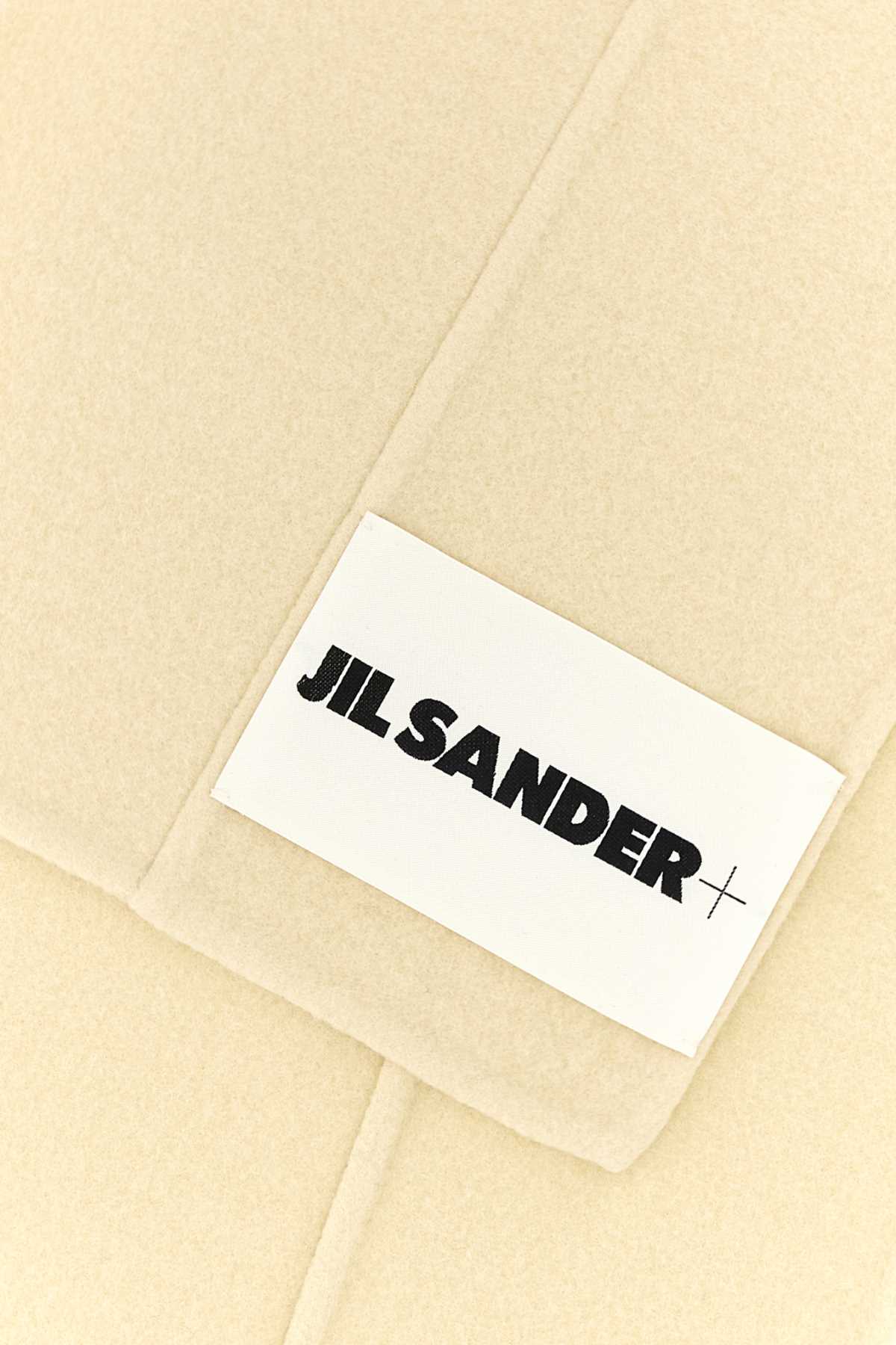 JIL SANDER Cream Wool Scarf - 120 cm x 25 cm