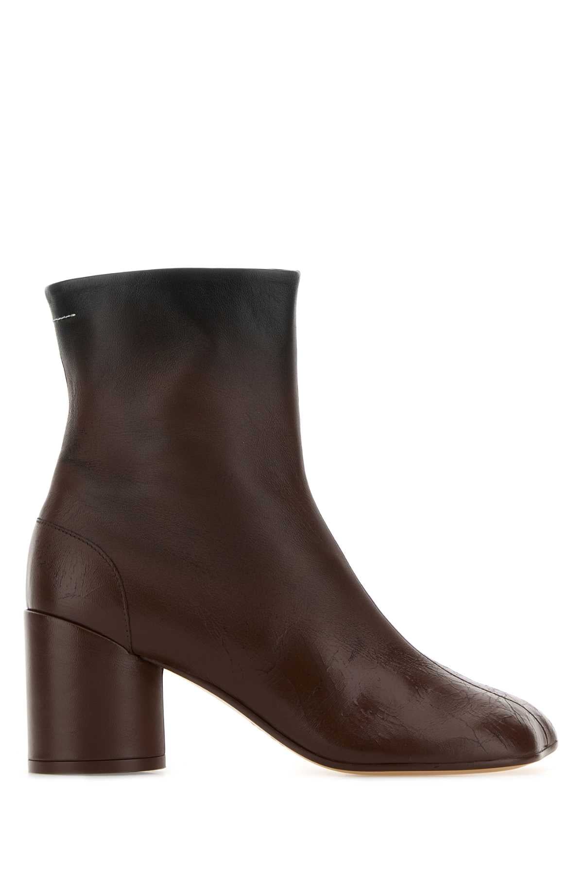 MM6 MAISON MARGIELA Stylish Leather Ankle Boots with 7 cm Heel Height