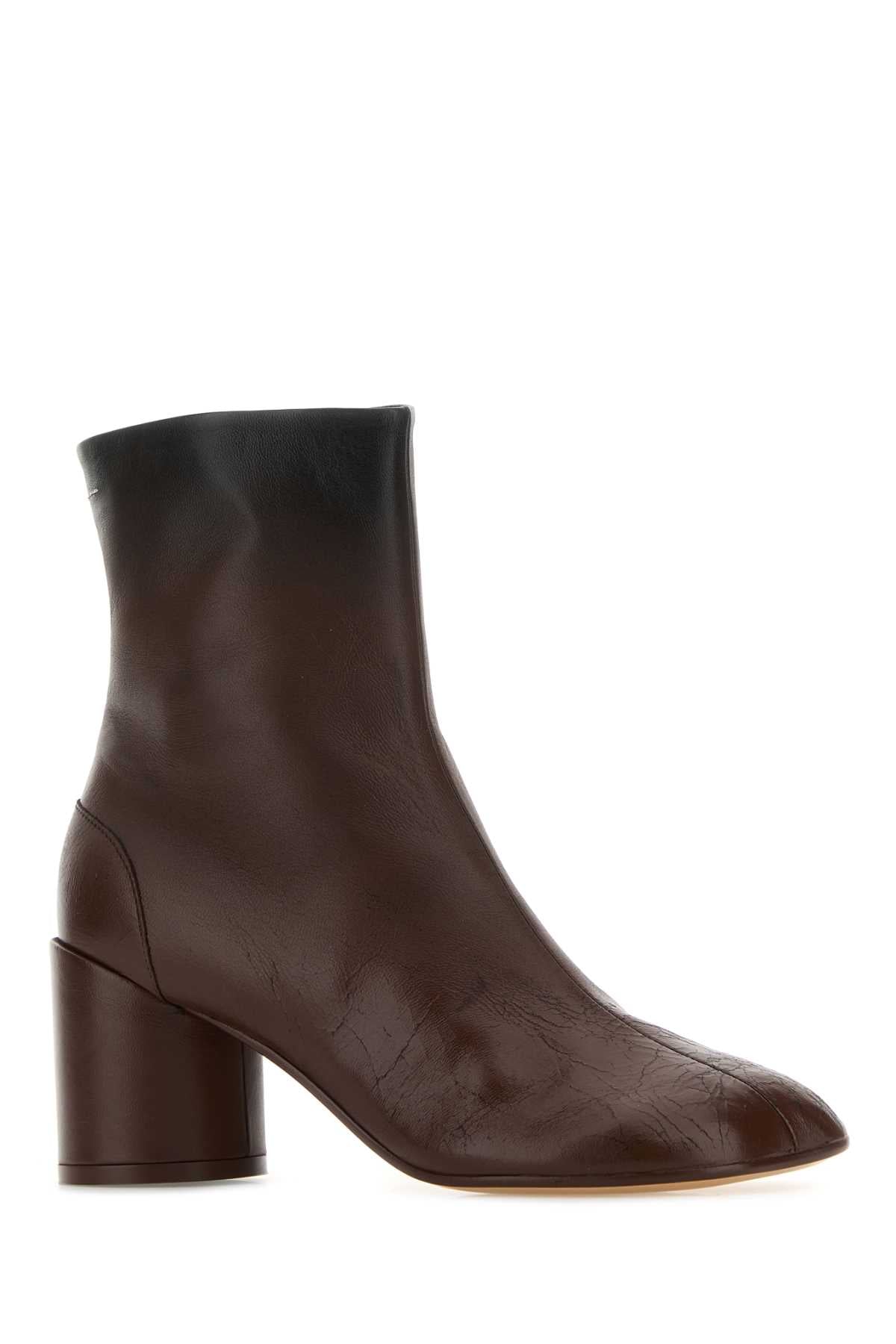 MM6 MAISON MARGIELA Stylish Leather Ankle Boots with 7 cm Heel Height