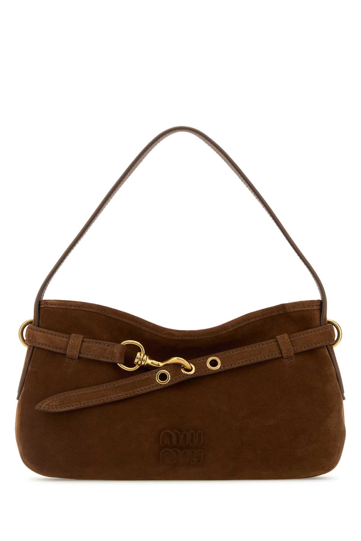MIU MIU Suede Avenue Shoulder Handbag - 33 cm x 19 cm x 5 cm