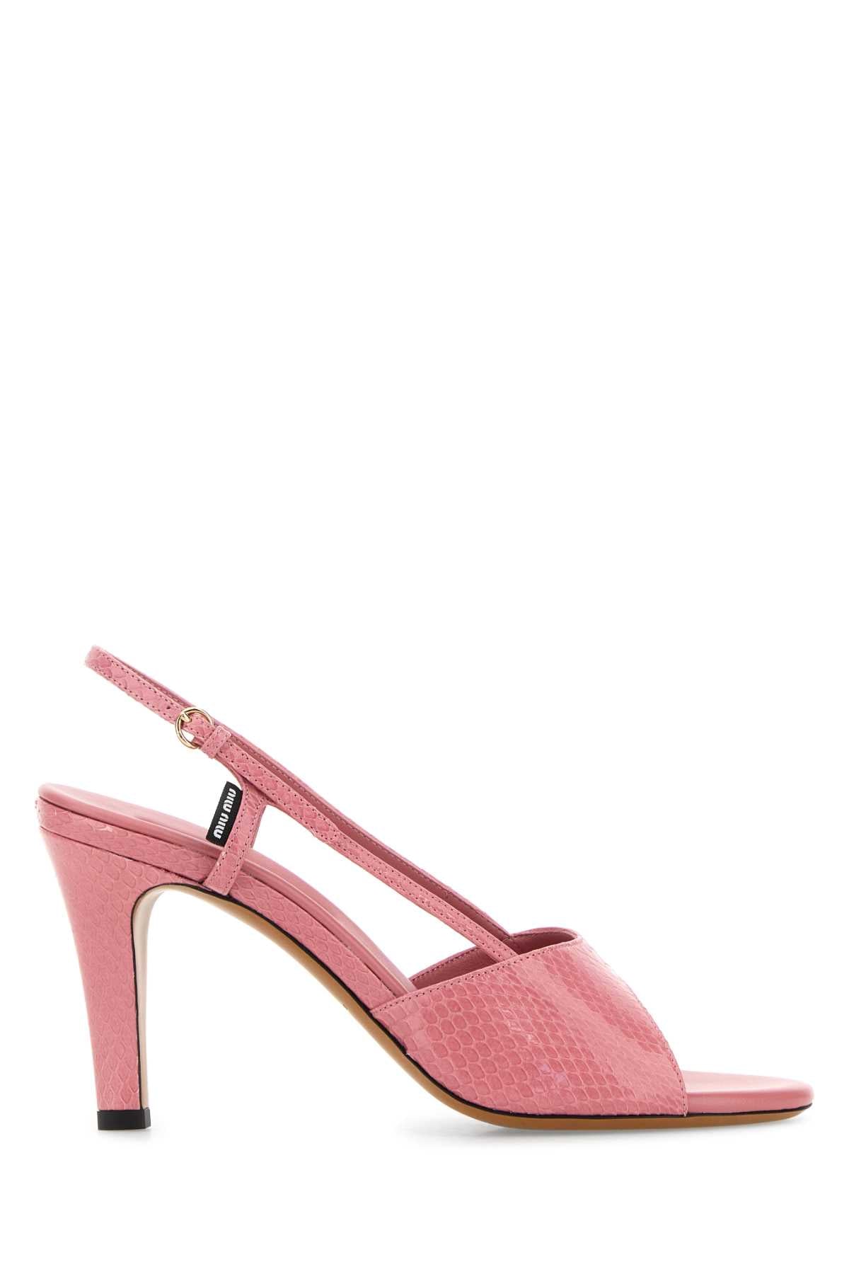 MIU MIU Elegant Mini Leather Sandals with 8 cm Heel Height
