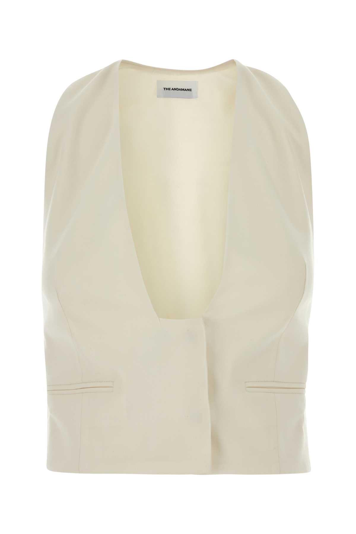 THE ANDAMANE Ivory Stretch Gabardine Vest for Women - FW25 Collection