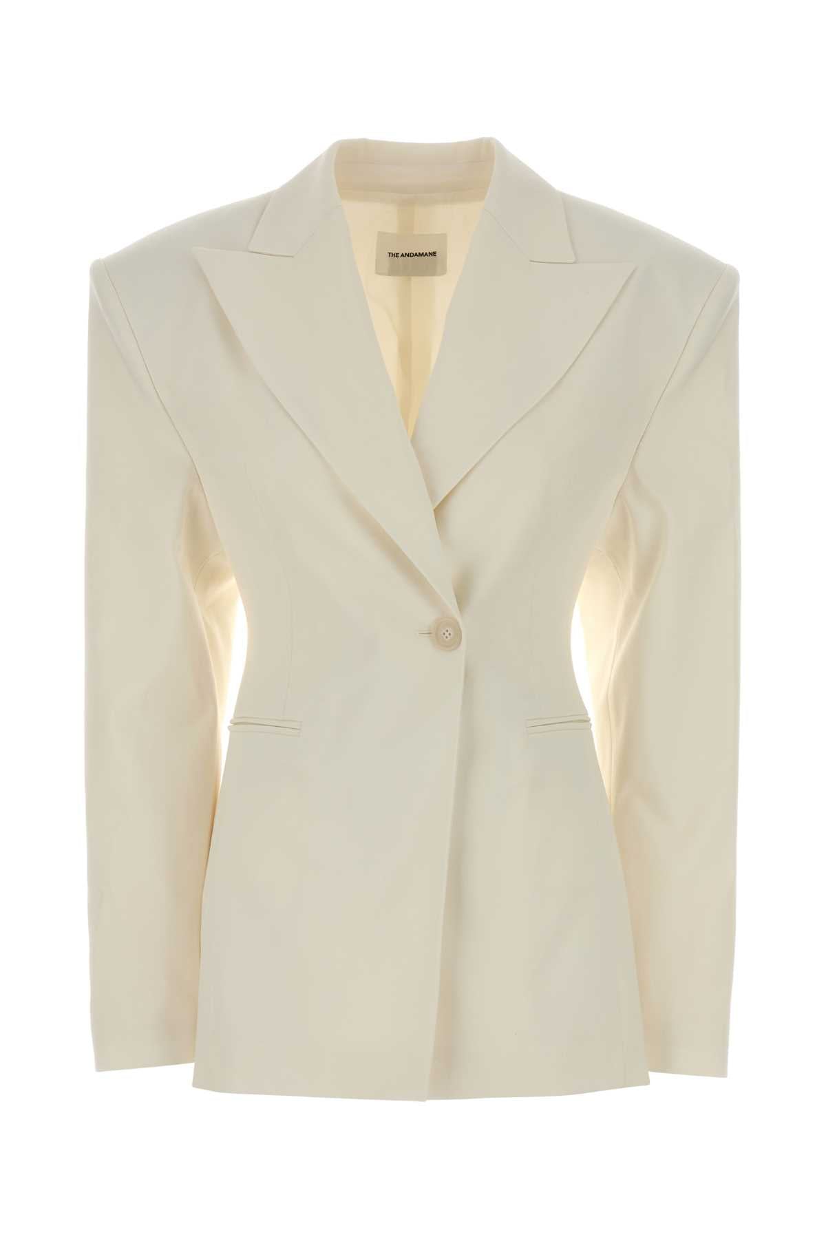THE ANDAMANE White Stretch Polyester Blend Blazer