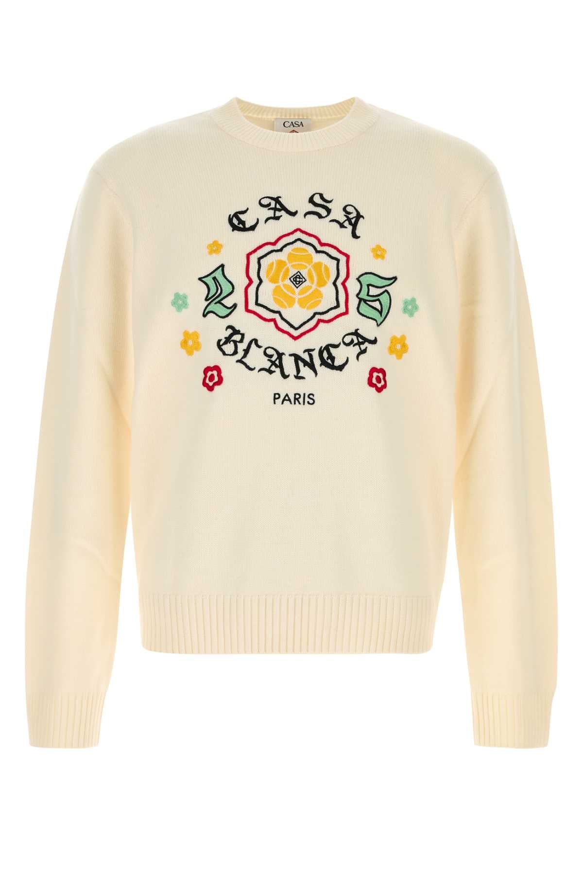CASABLANCA Ivory Wool Sweater for Him