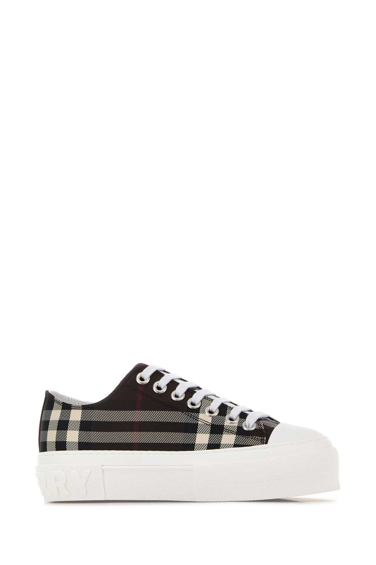BURBERRY Embroidered Canvas Platform Sneakers - 3 cm