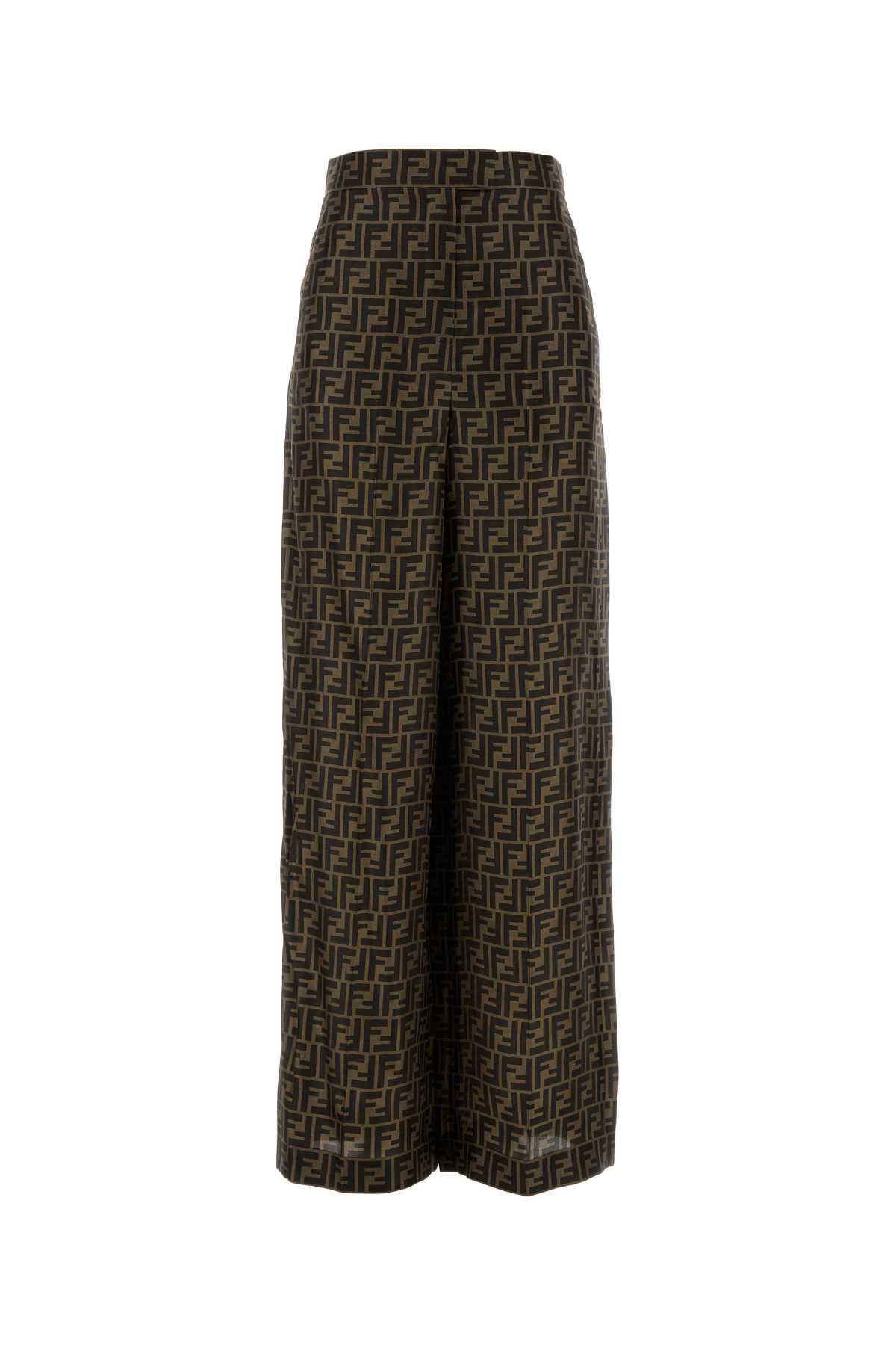FENDI Printed Twill Wide-Leg Pants for Women - 25W Season