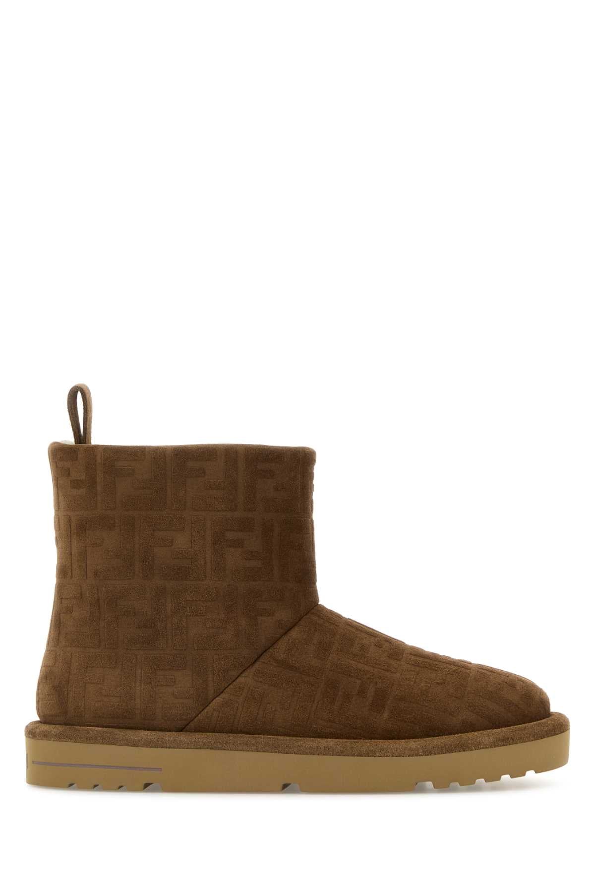 FENDI Brown Suede Ankle Boots for Men