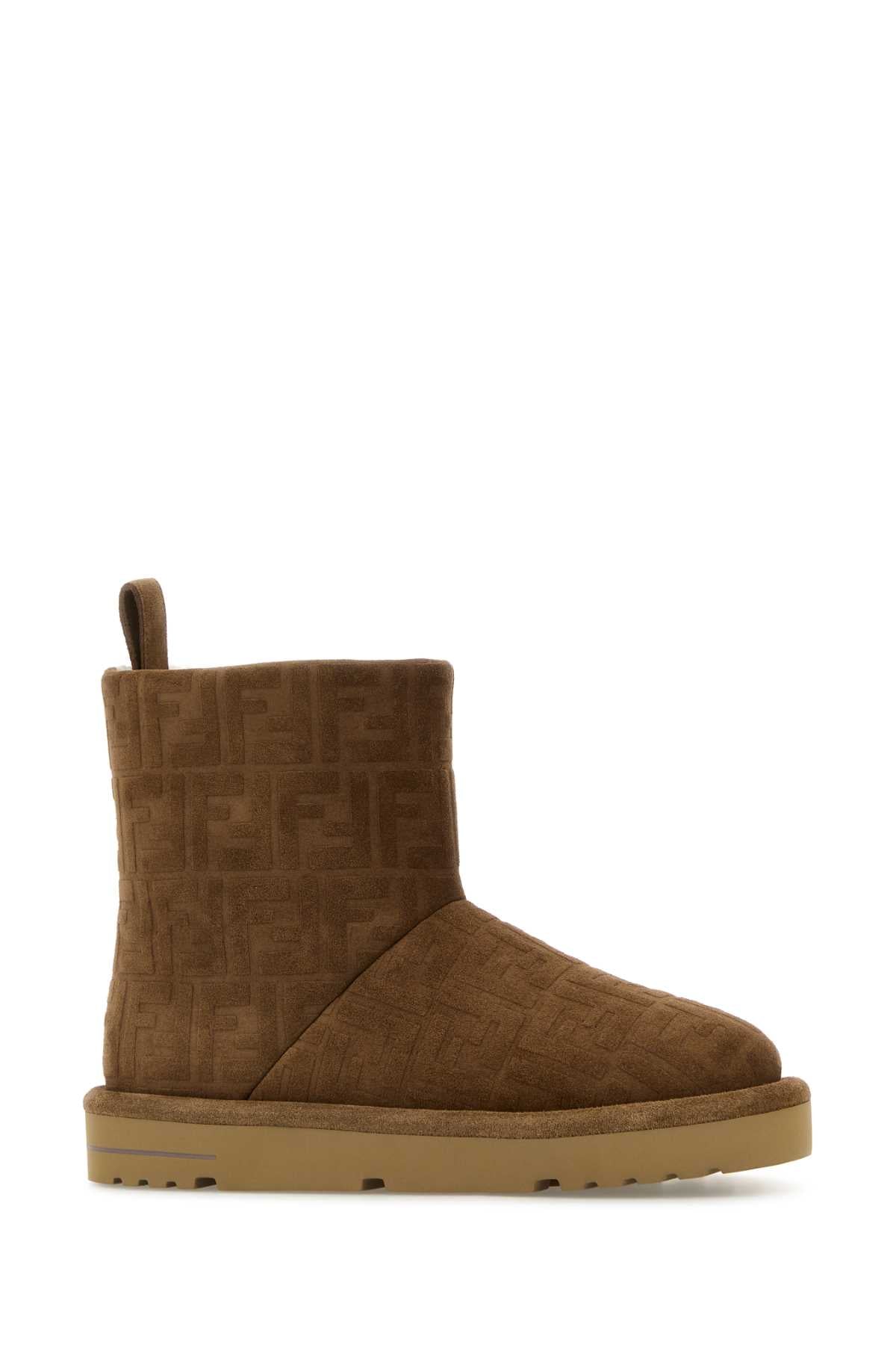 FENDI Brown Suede Ankle Boots for Men