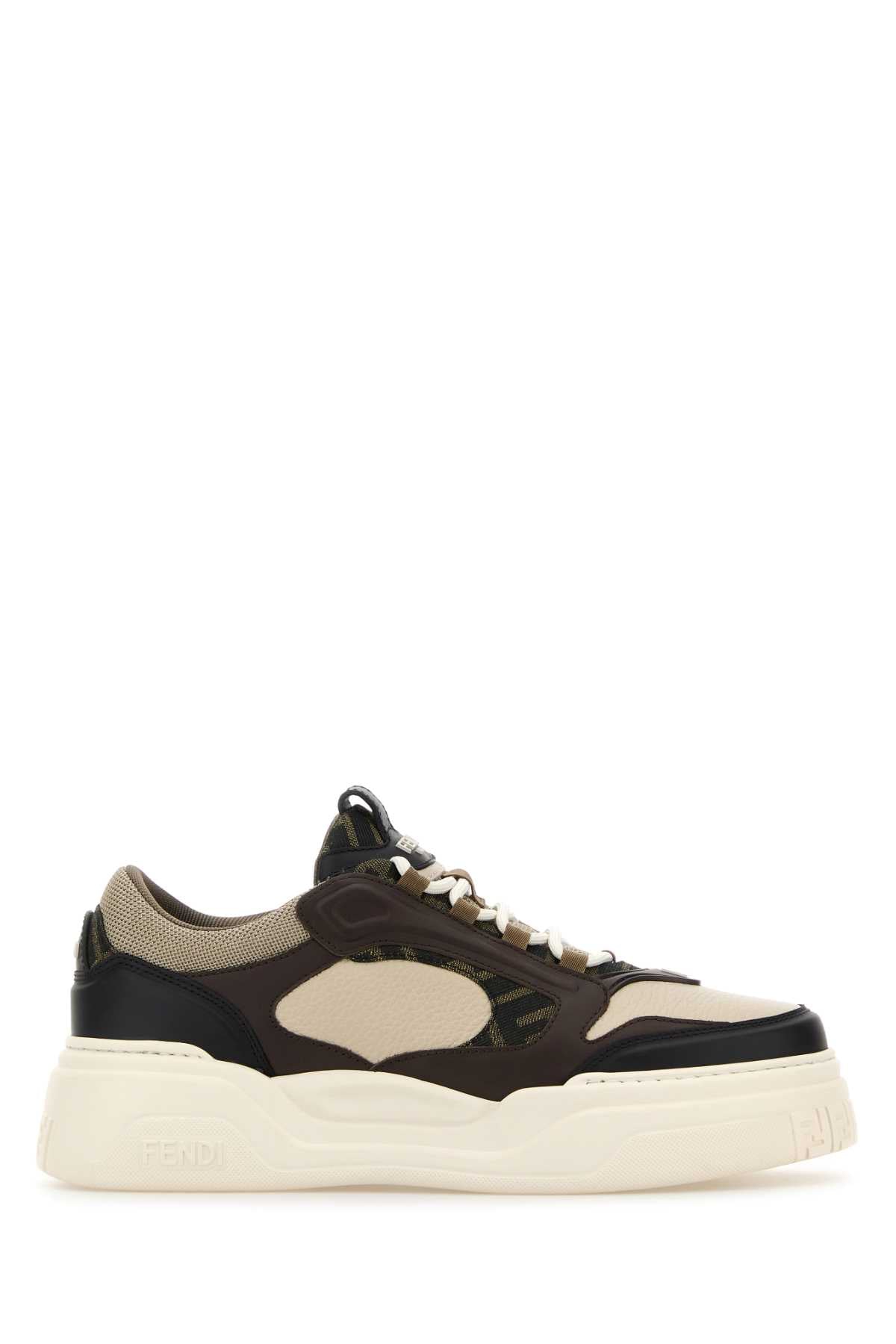 FENDI Multicolor Leather and Canvas Sneakers