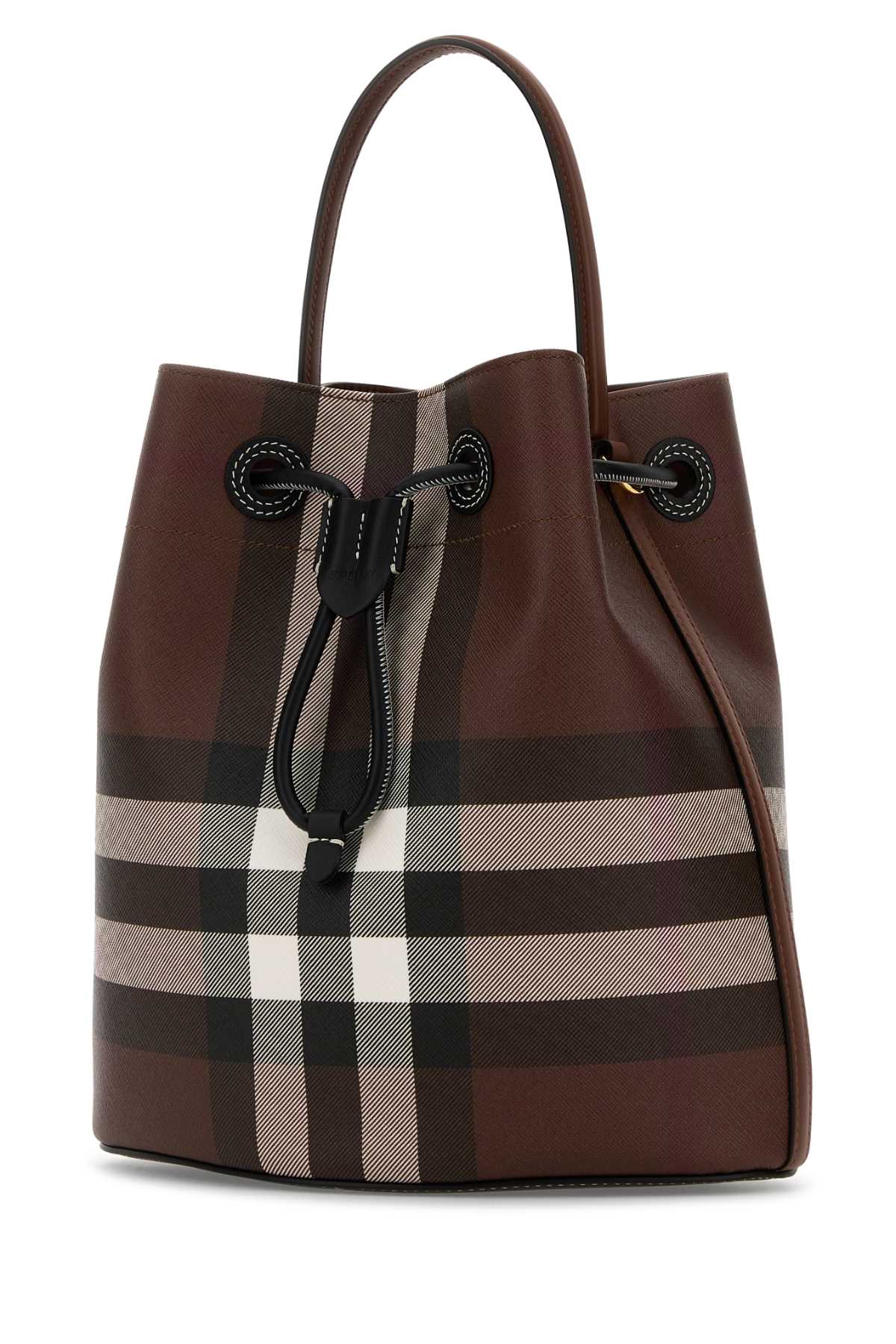 BURBERRY Checked Canvas Bucket Handbag - 26 cm x 26 cm