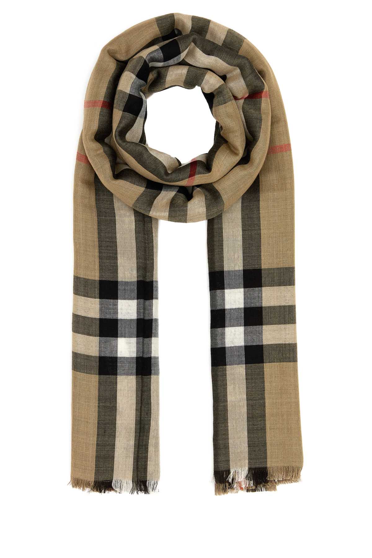 BURBERRY Embroidered Wool Blend Scarf - 200 cm x 90 cm
