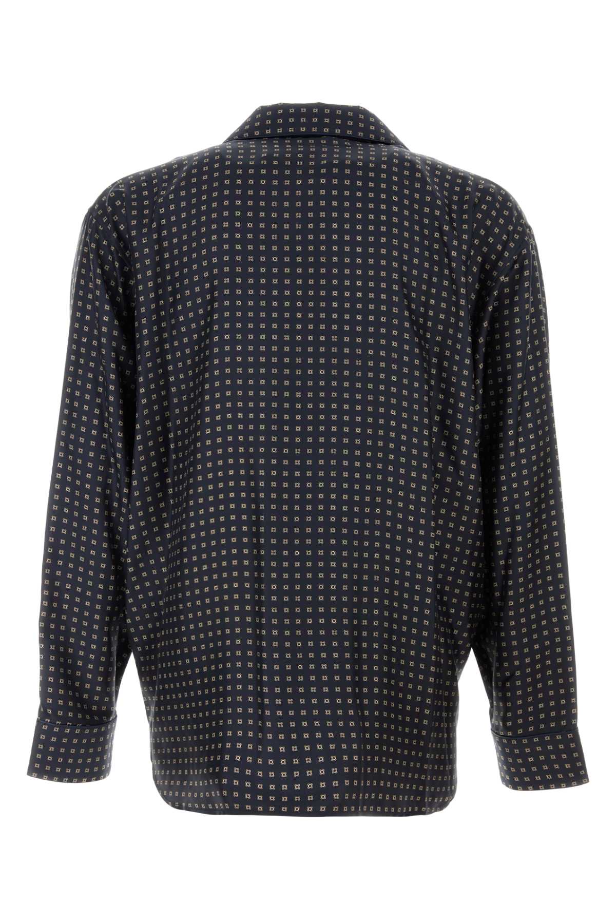 SAINT LAURENT Men's Embroidered Silk Shirt