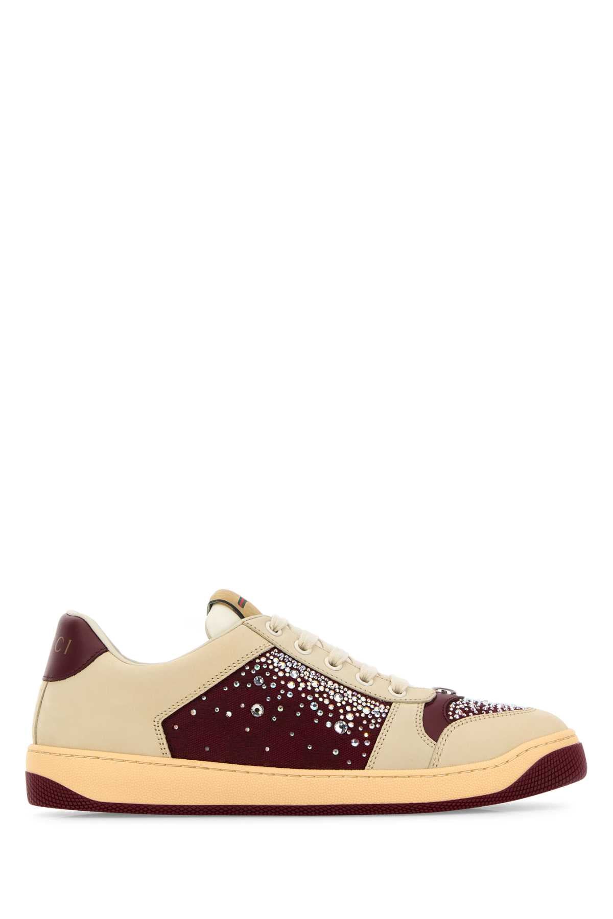 GUCCI Sleek Two-Tone Leather and Fabric Screener Sneakers