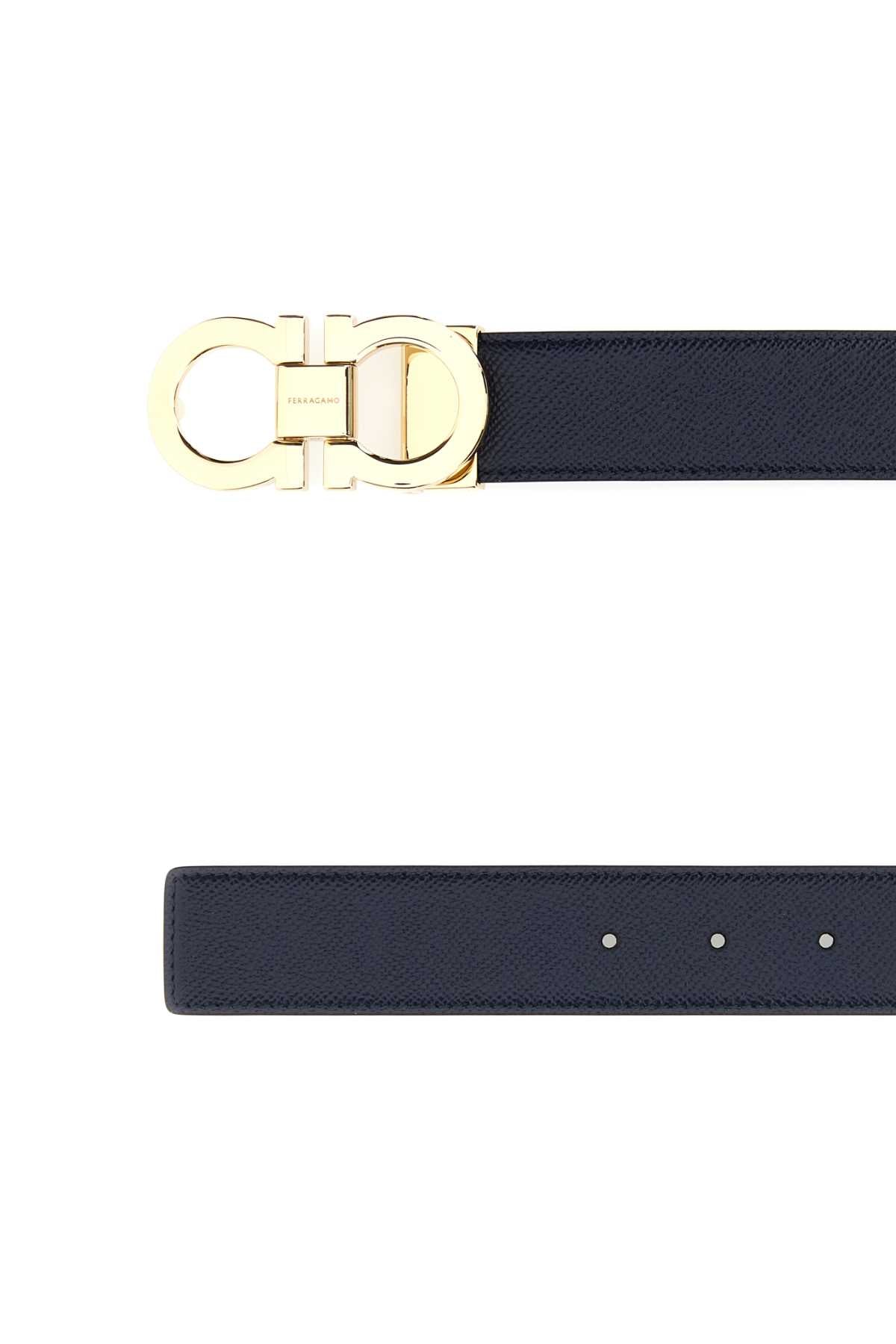 Ferragamo Reversible Leather Gancini Hook Belt - 3.5 cm Height