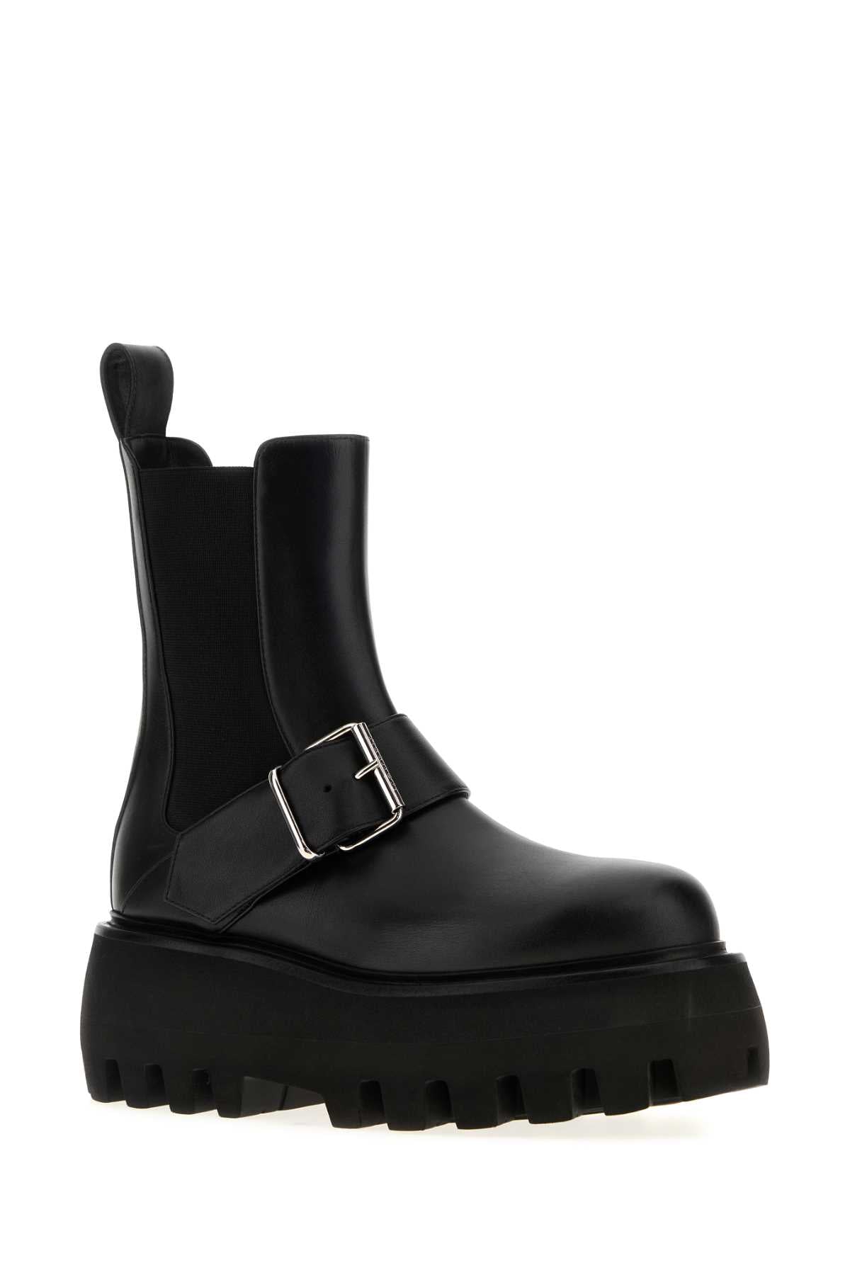 ALEXANDER MCQUEEN Elegant Leather Platform Ankle Boots with 6.5 cm Heel