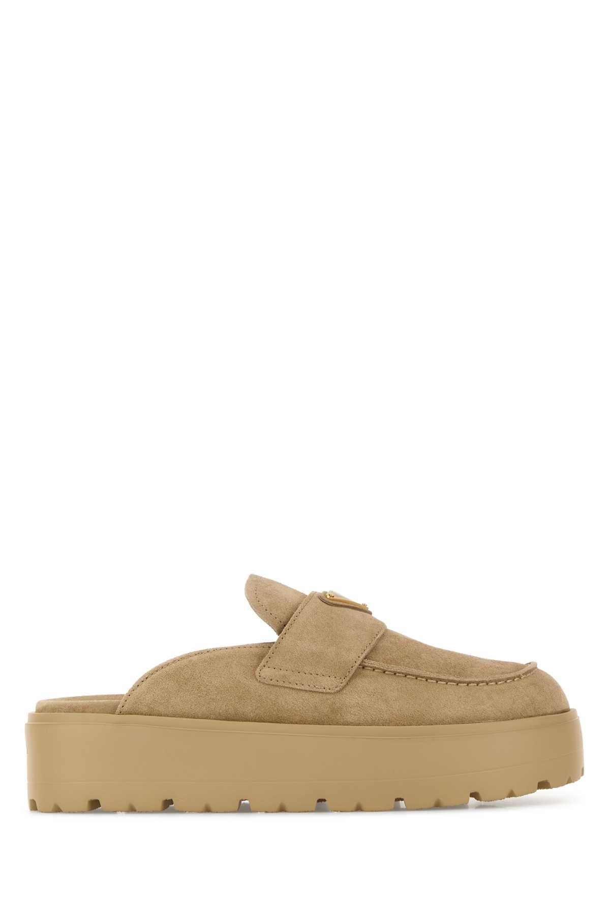 PRADA Suede Platform Slippers - 4.5 cm Elevation