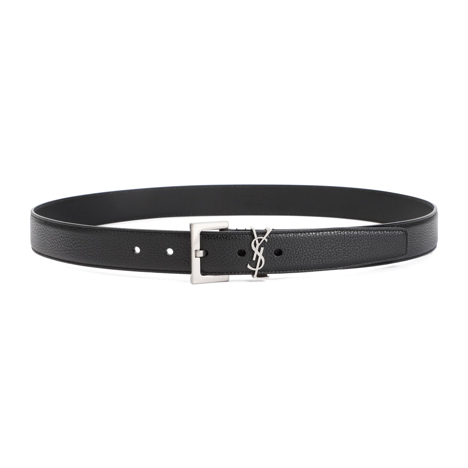 SAINT LAURENT Grained Leather Belt - H: 3cm