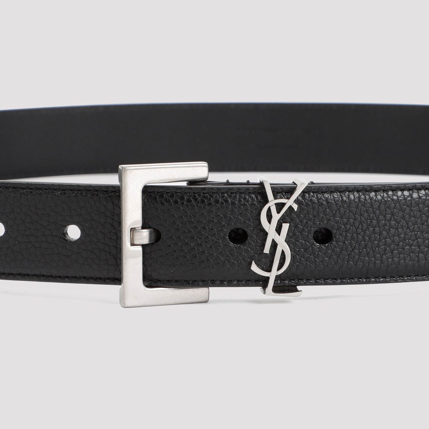 SAINT LAURENT Grained Leather Belt - H: 3cm