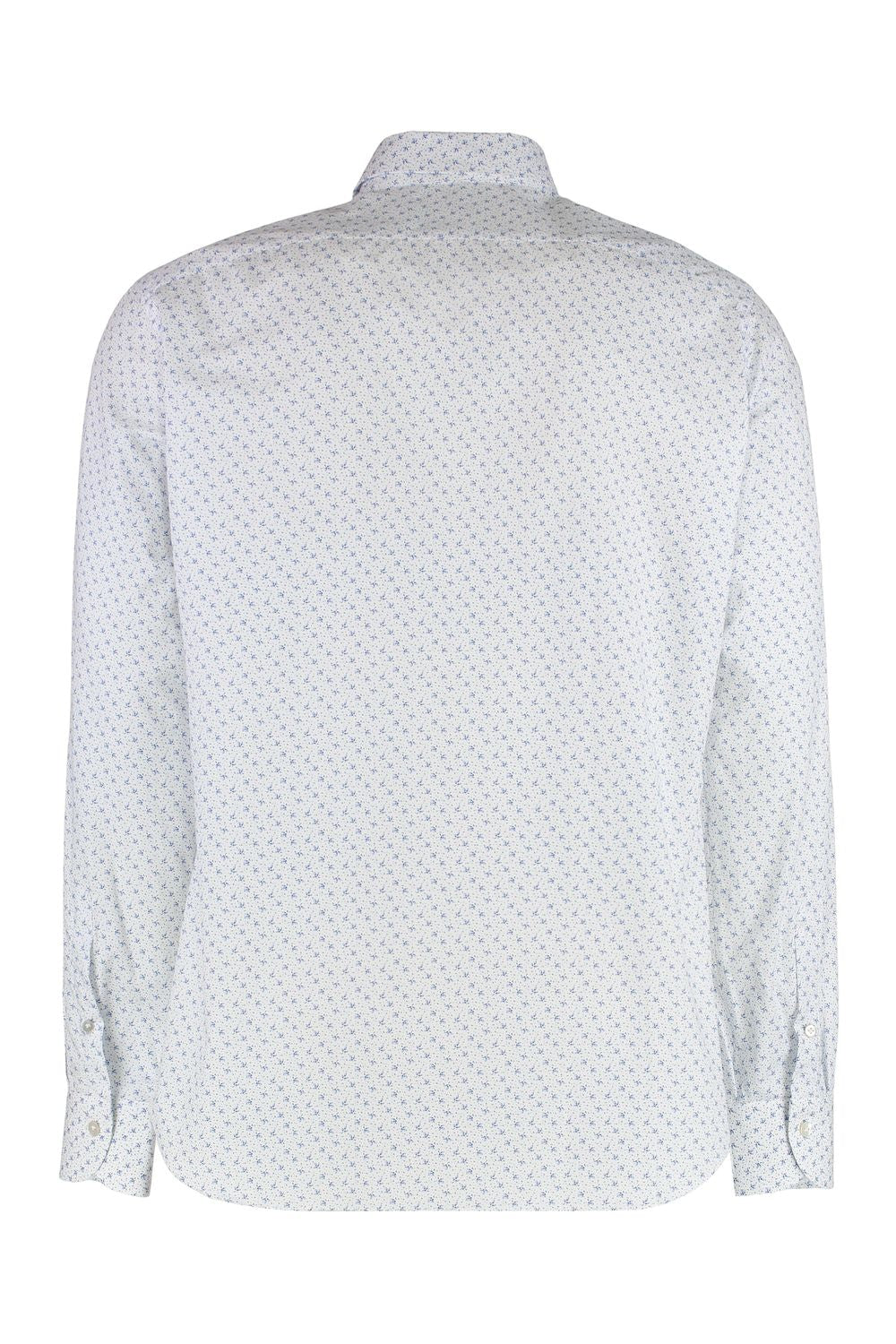 BORRIELLO Men's Printed Cotton Shirt with Rounded Hem