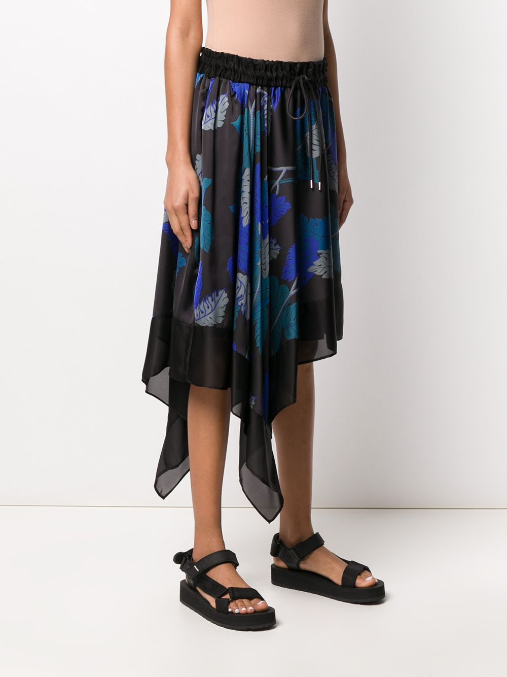 SACAI Asymmetric Mini Skirt with Elastic Waist