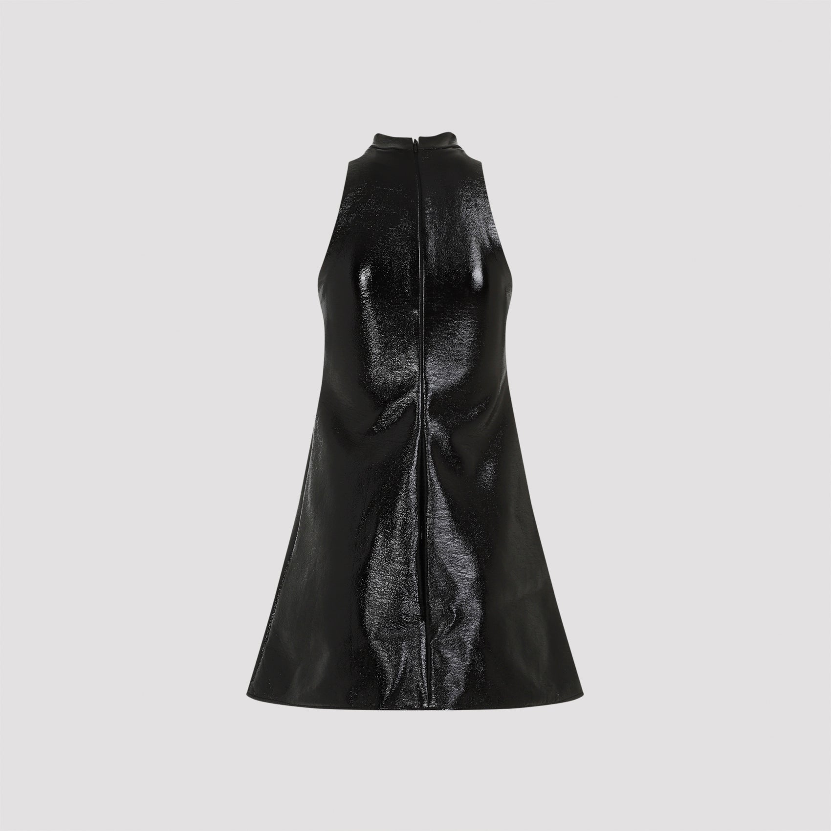 COURREGES Men's Vinyl A-Line Mini Dress with 2 Pockets