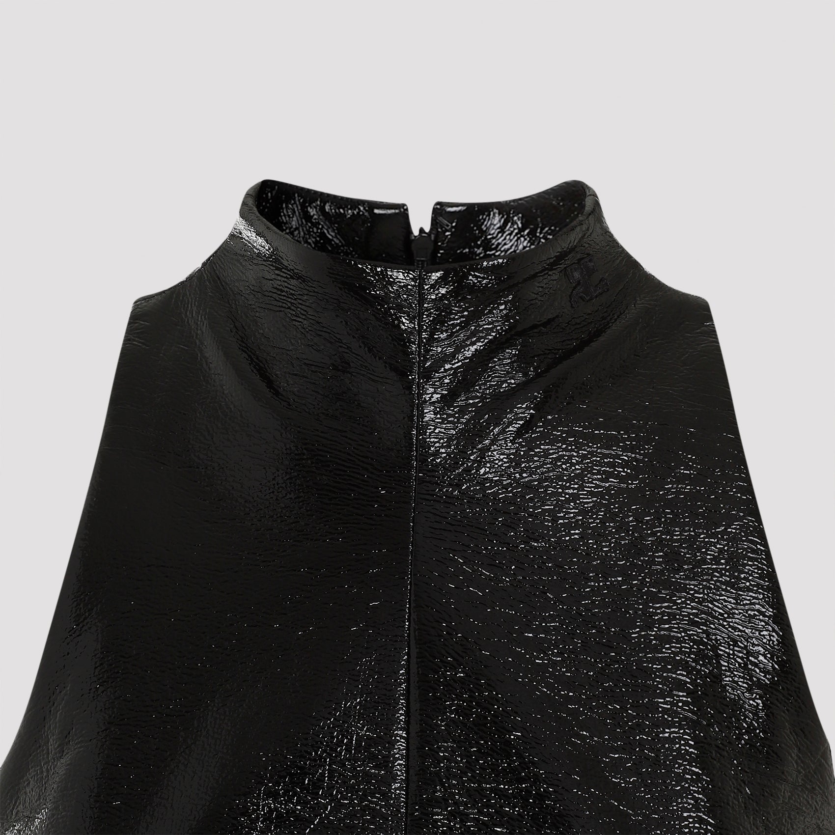 COURREGES Men's Vinyl A-Line Mini Dress with 2 Pockets