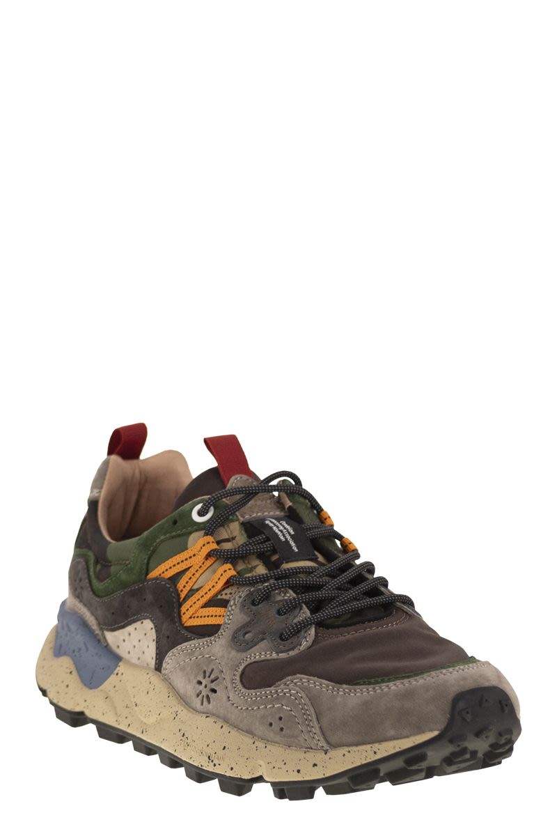 FLOWER MOUNTAIN Yamano 3 Mini Sneaker in Suede and Technical Fabric
