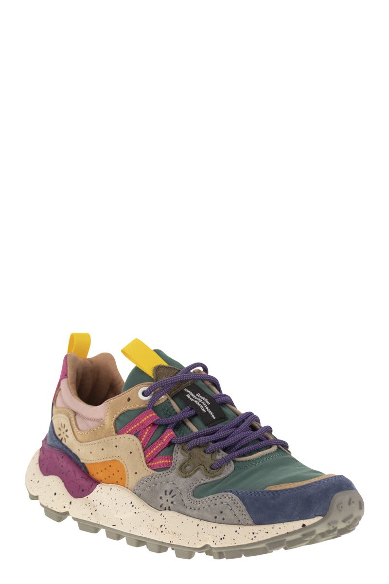 FLOWER MOUNTAIN YAMANO 3 - Suede and Technical Fabric Sneakers