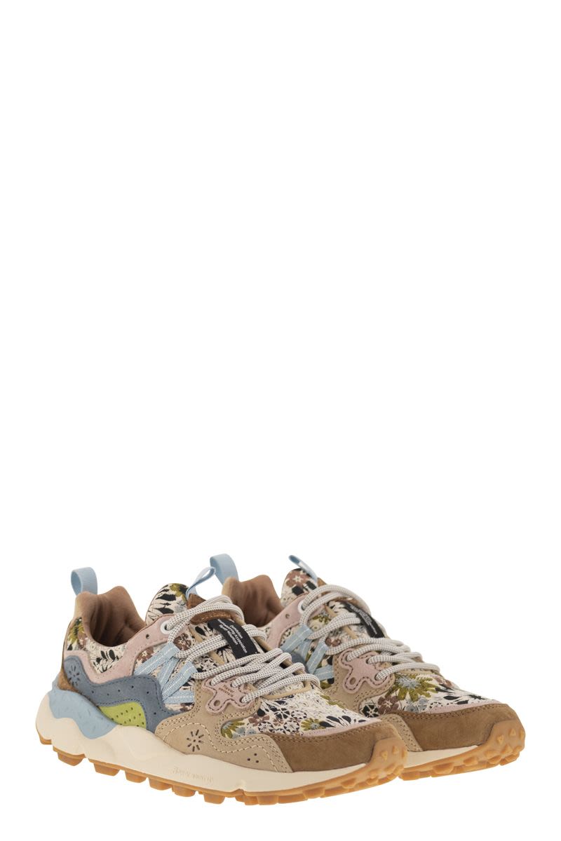 FLOWER MOUNTAIN YAMANO 3 - Women's Suede and Technical Fabric Sneakers