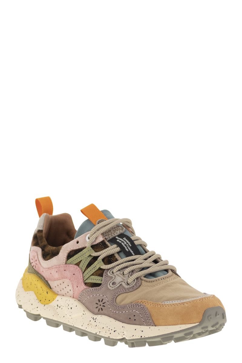 FLOWER MOUNTAIN Yamano 3 Women's Suede and Technical Fabric Sneakers